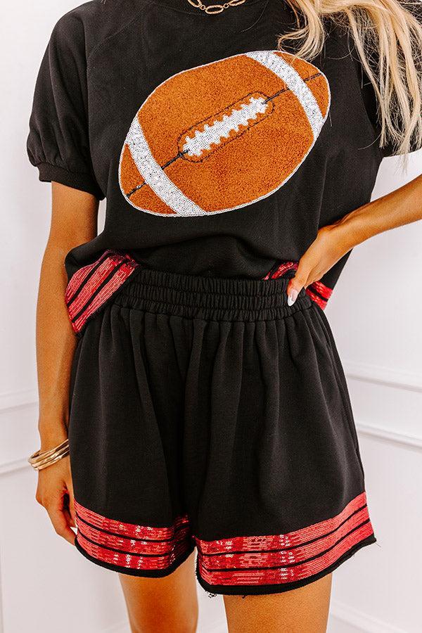 Sideline Social High Waist Sequin Shorts in Black Product Image