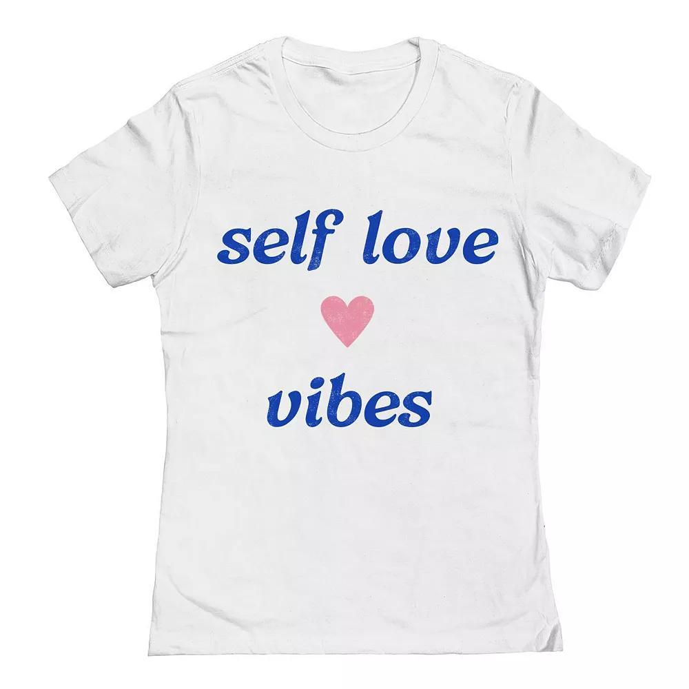 Junior's Self Love Vibes Valentine's Day Graphic Tee, Women's, Size: Large, White Product Image