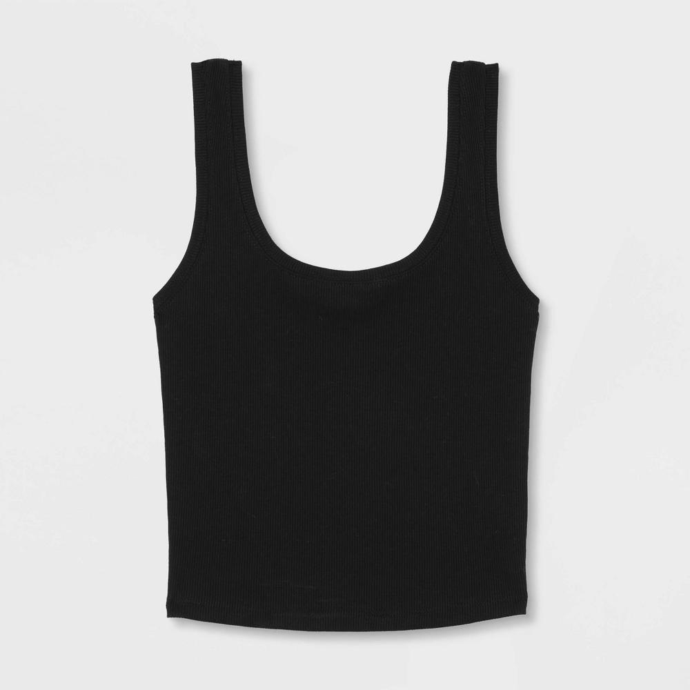 Women's Slim Fit Scoop Neck Tank Top - Wild Fable™ Black M: Cotton Blend, Recycled Polyester, Spandex, Midweight, Pullover Product Image