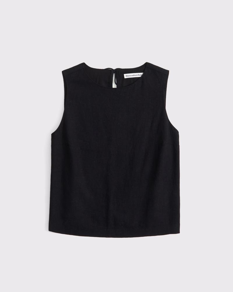 Tie-Back Linen-Blend Shell Top Product Image