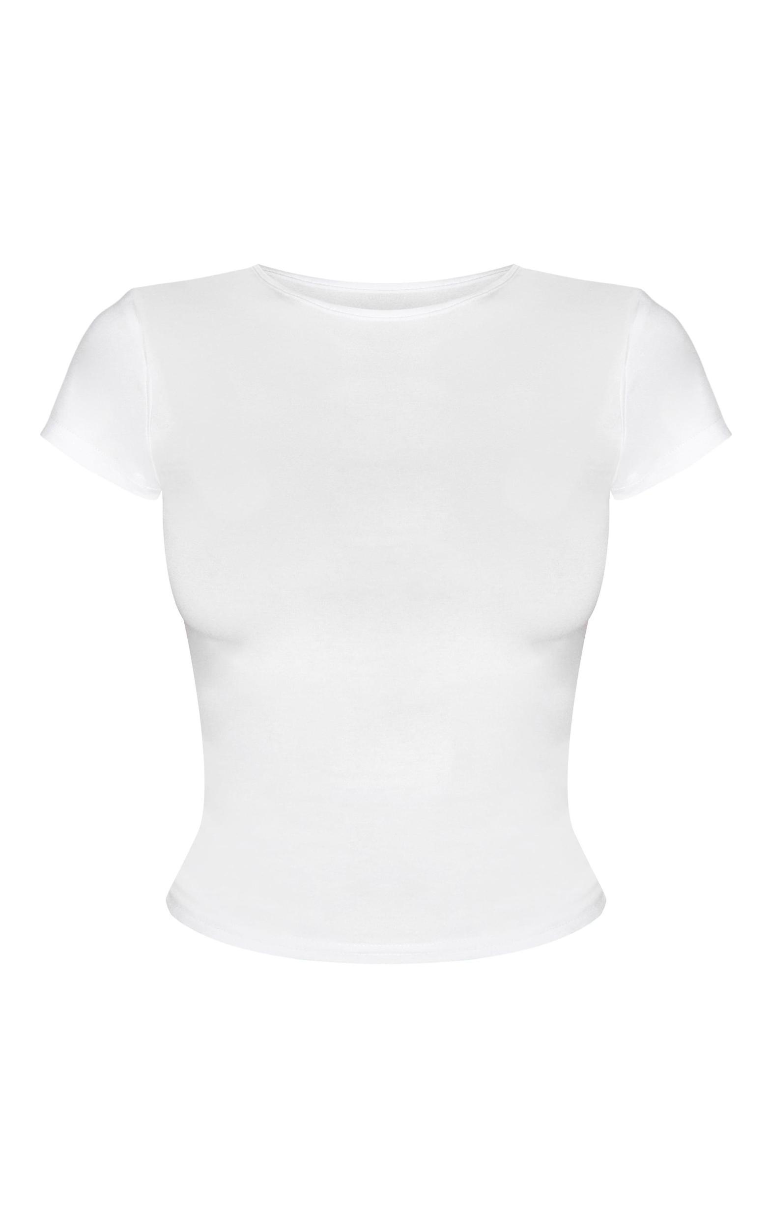 White Modal Cotton Longline Fitted T Shirt Product Image