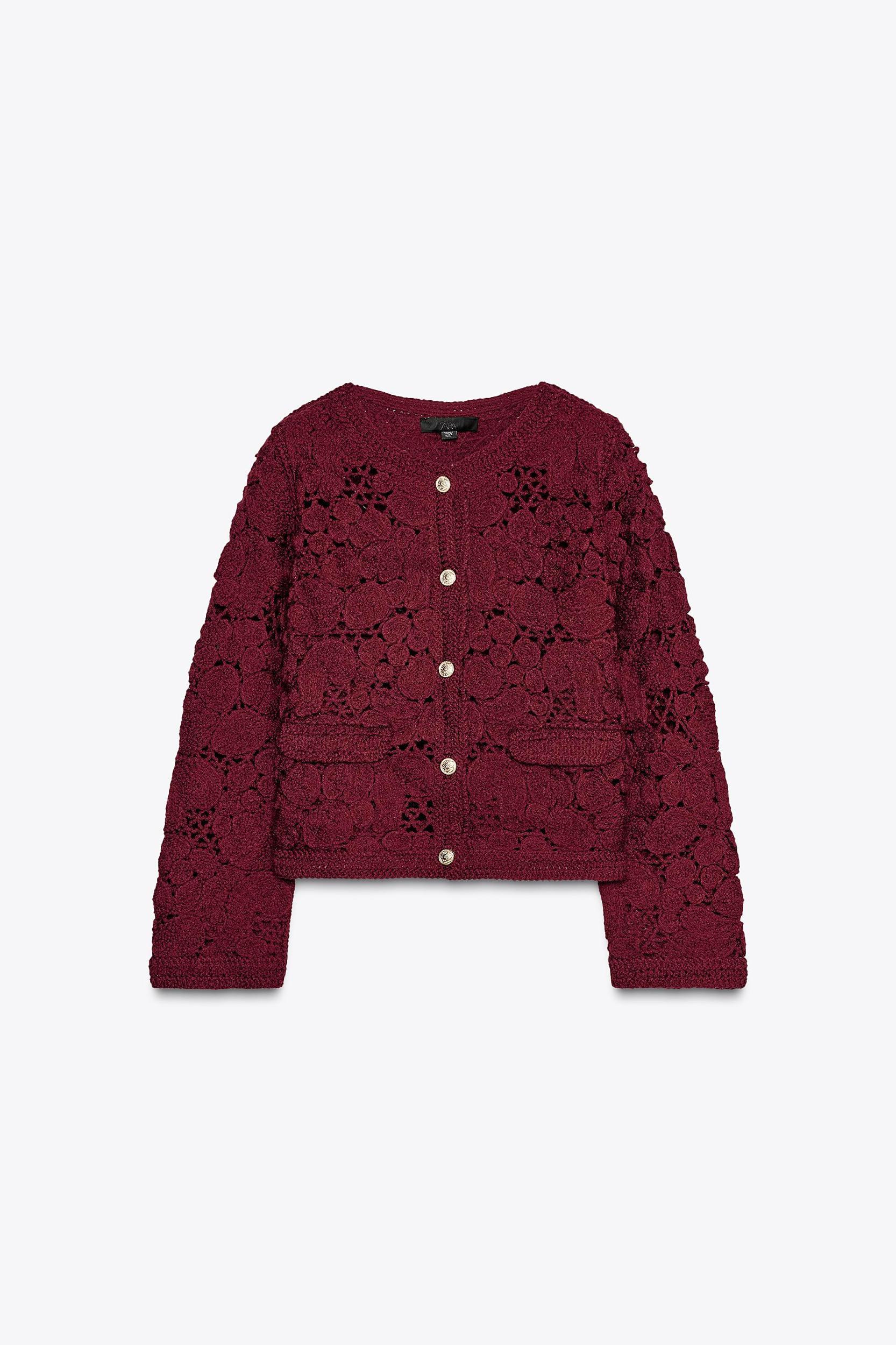 KNIT MACRAMÉ CARDIGAN Product Image