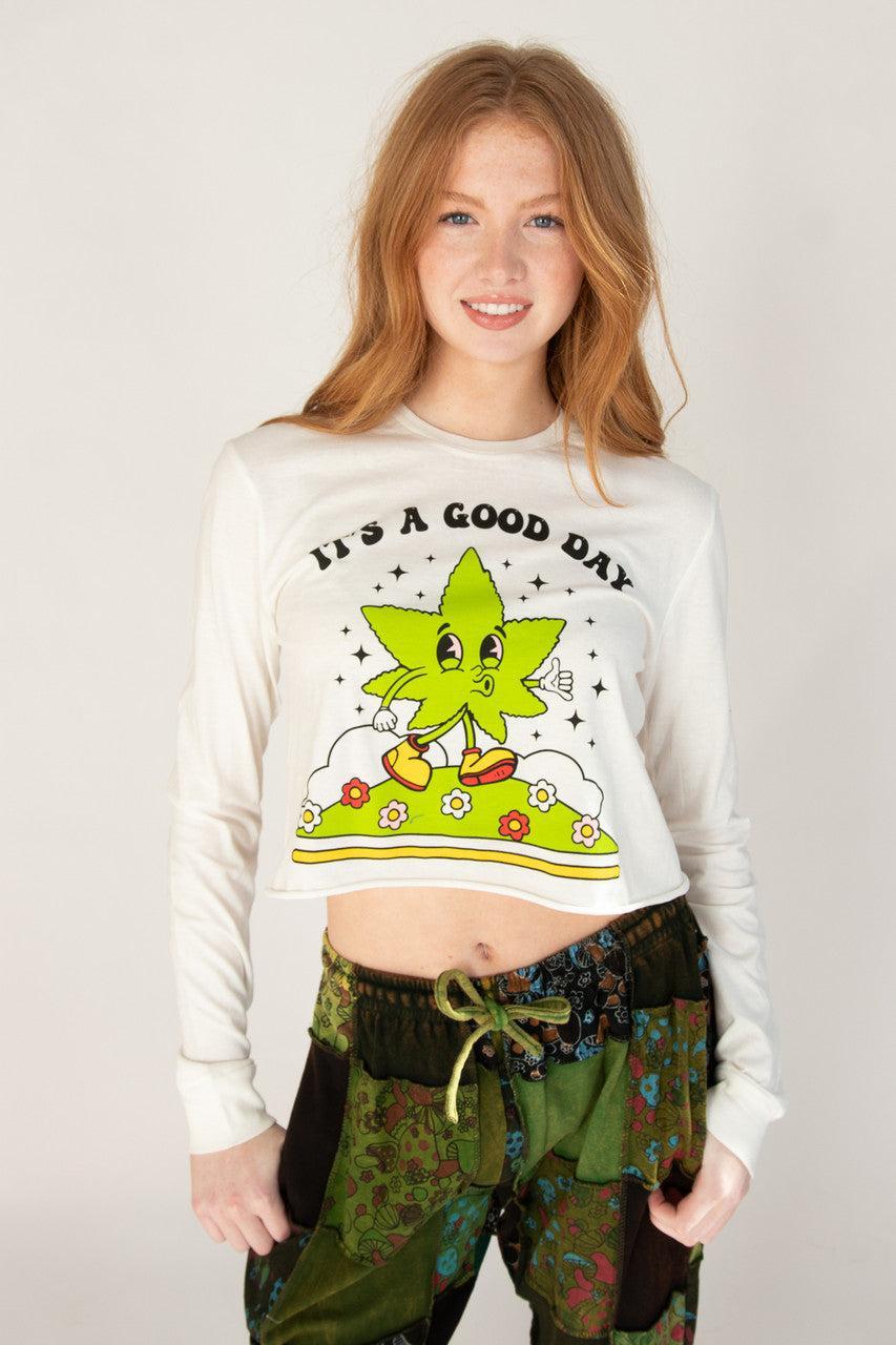 It's a Good Day Long Sleeve Crop Shirt Product Image