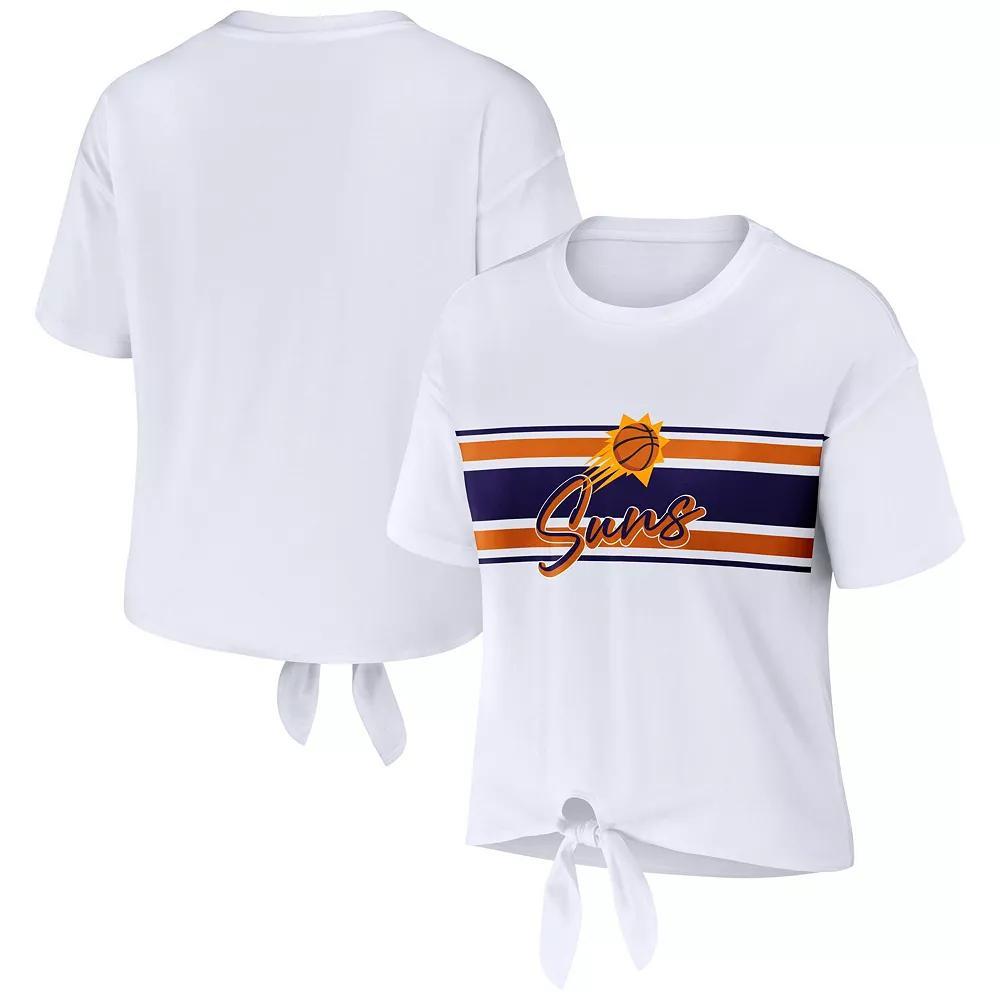 Women's WEAR by Erin Andrews  White Phoenix Suns Tie-Front T-Shirt, Size: Medium, Phx White Product Image