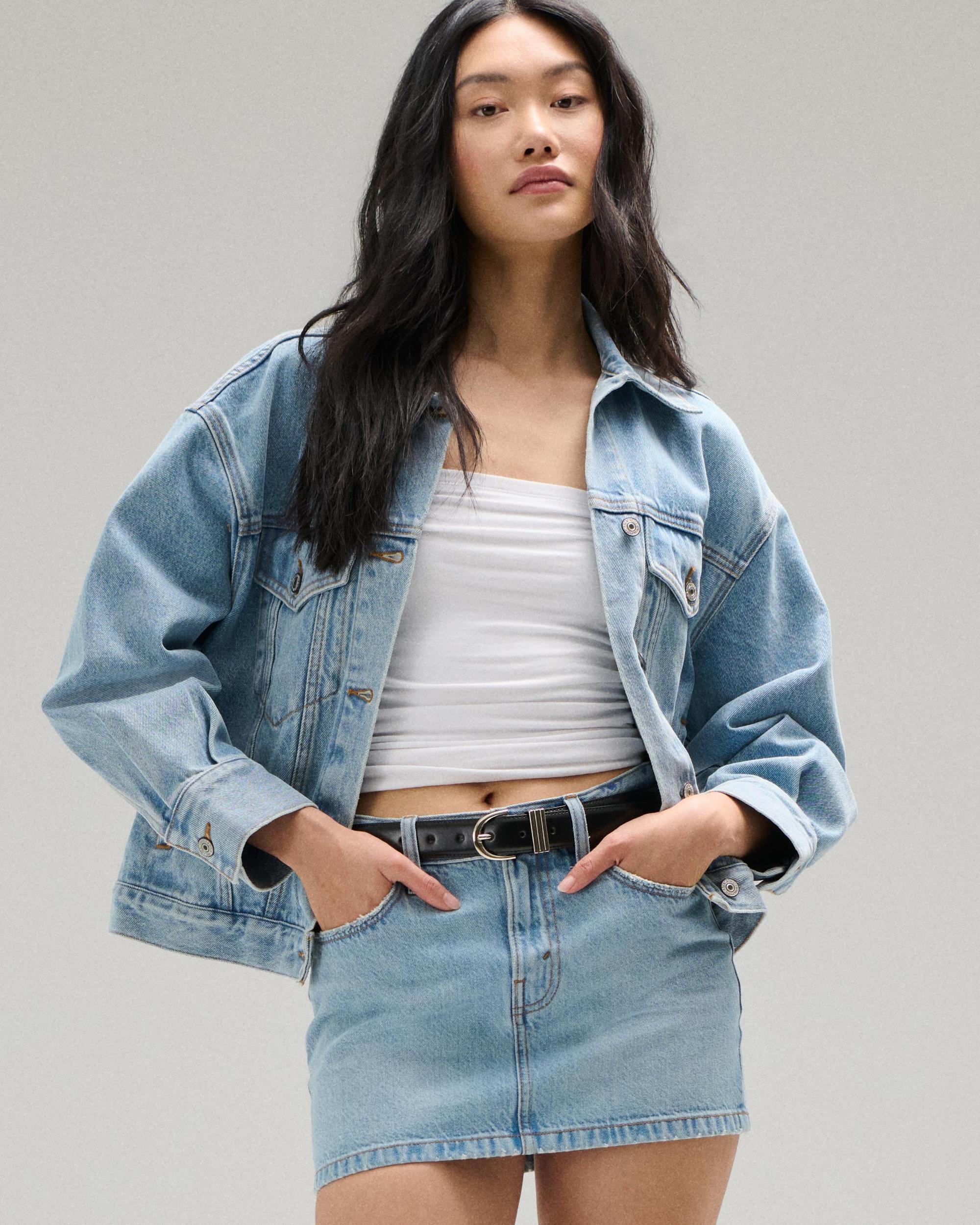 Denim Studded Mini Skirt Product Image
