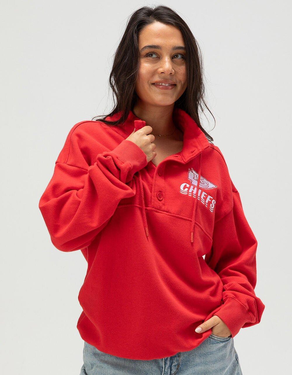 JUNK FOOD Kansas City Chiefs Mock 1/4 Button Up Sweatshirt Product Image