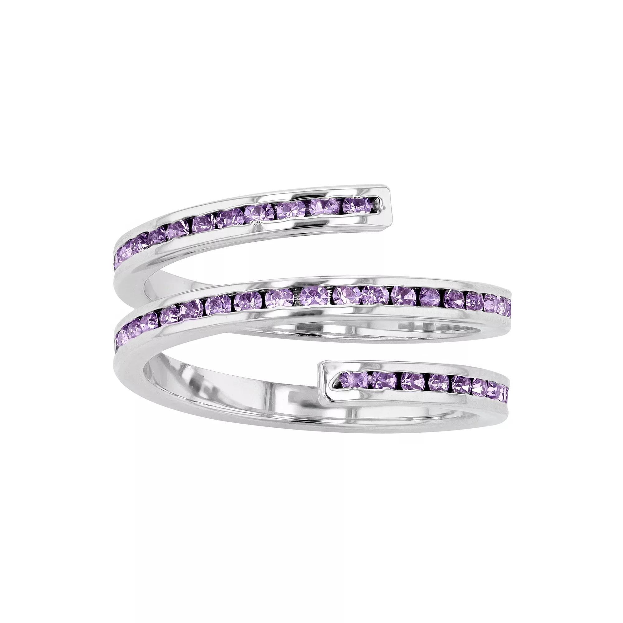 Traditions Jewelry Company Fine Silver Plated Purple Crystal Silver Ring, Women's, Size: 5 Product Image