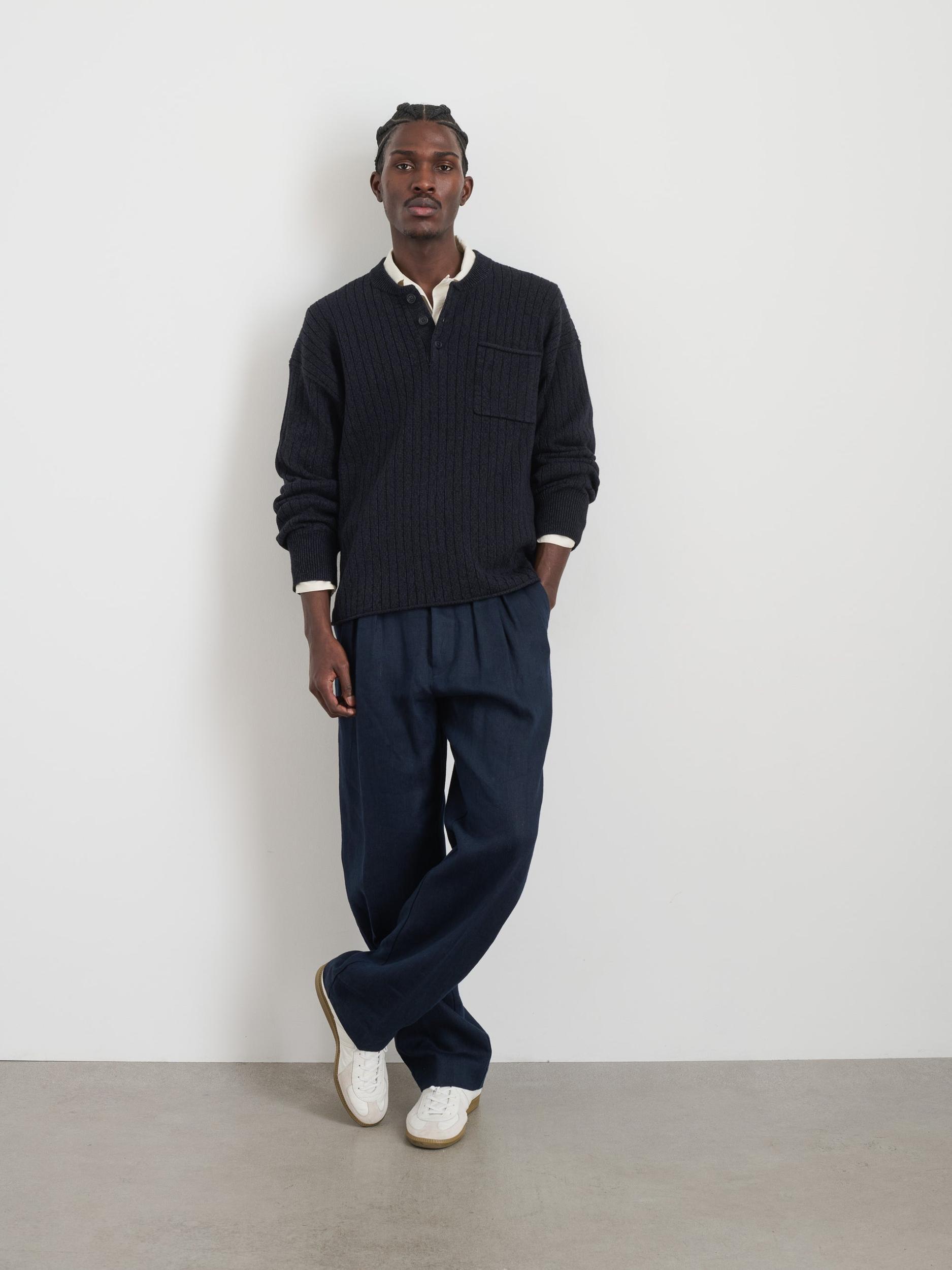 Sawyer Ribbed Henley Sweater Product Image