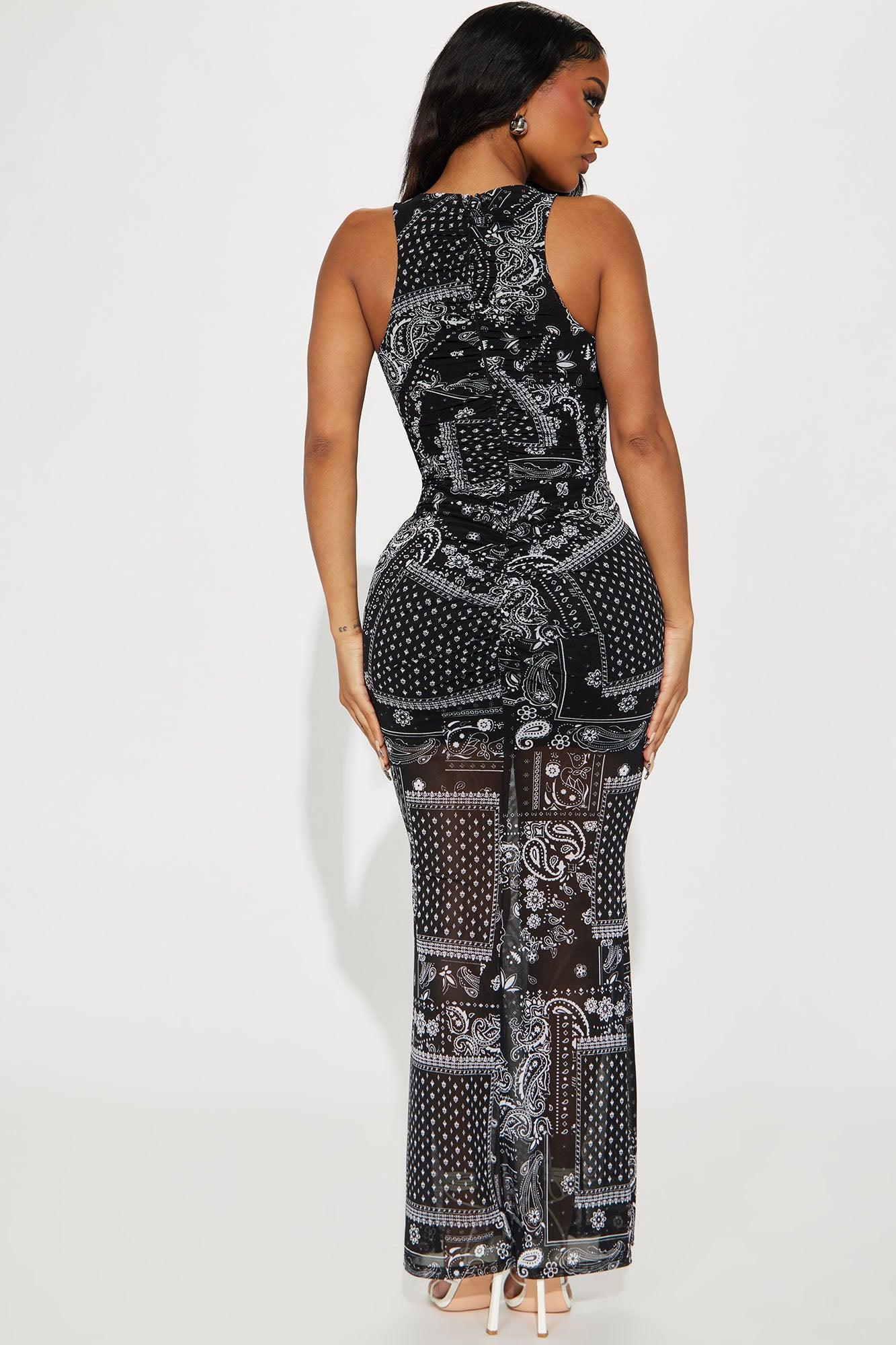 Paisley Princess Mesh Maxi Dress - Black Product Image