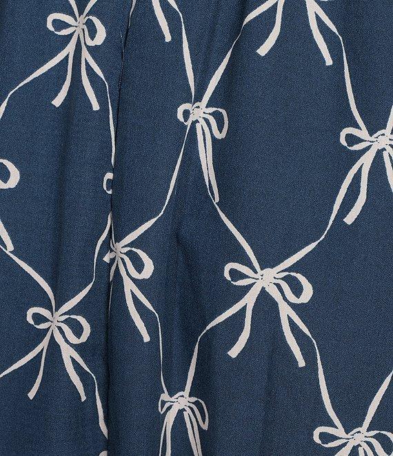 Midnight Doll Bow Print Pleated Midi Dress Product Image