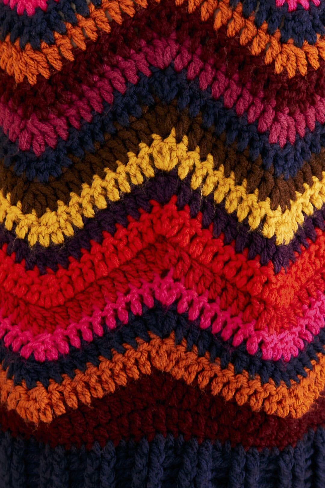 Colorful Waves Crochet High Neck Sweater Product Image