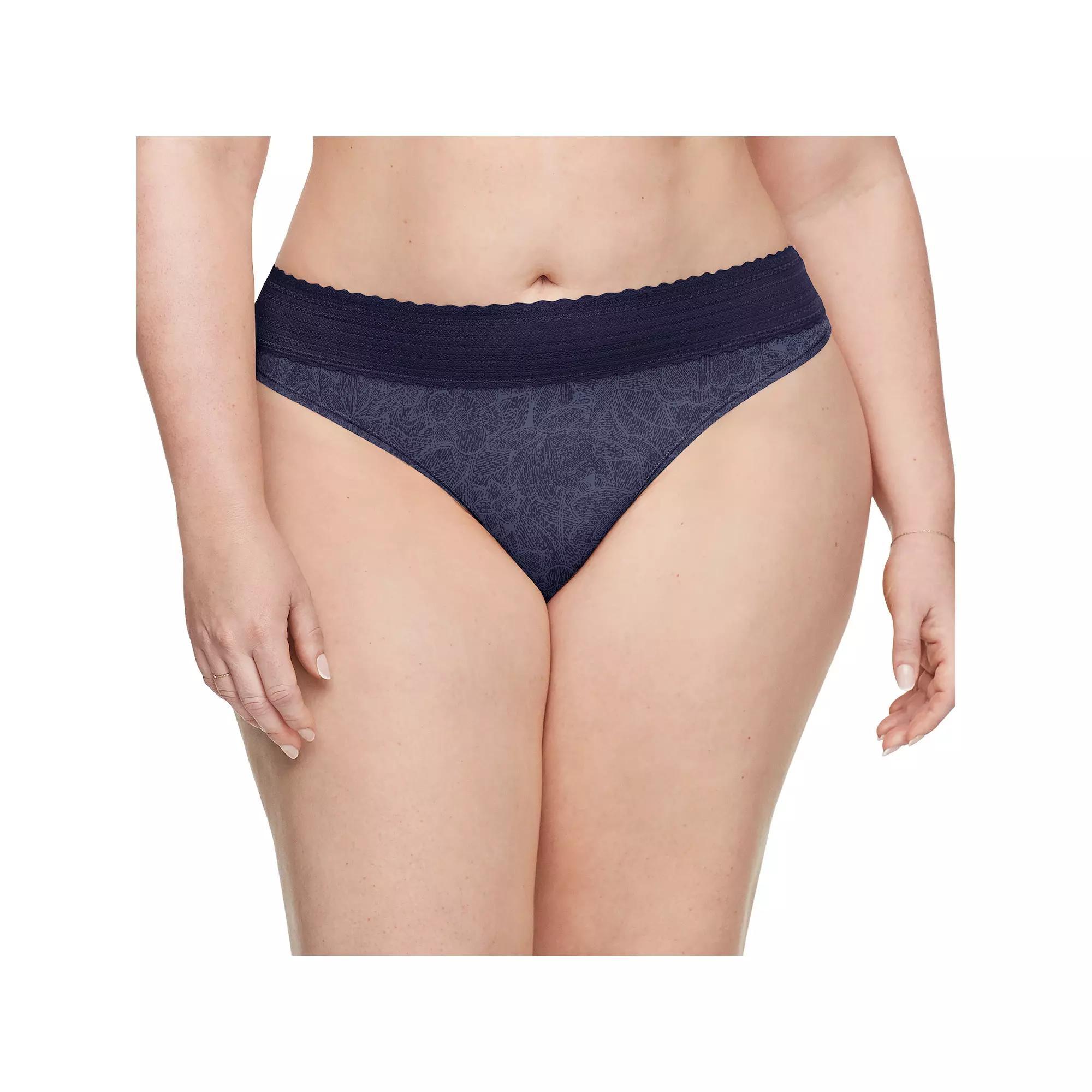 Warners No Pinching No Problems® Dig-Free Comfort Waistband Lace Thong RX5101J, Women's, Size: XL, Grey Product Image