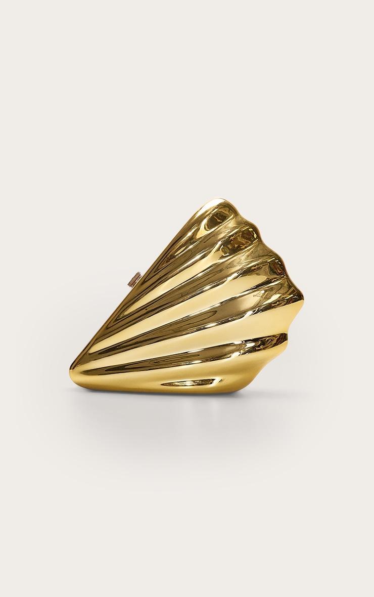 Gold Abstract Shell Hard Clutch Bag Product Image