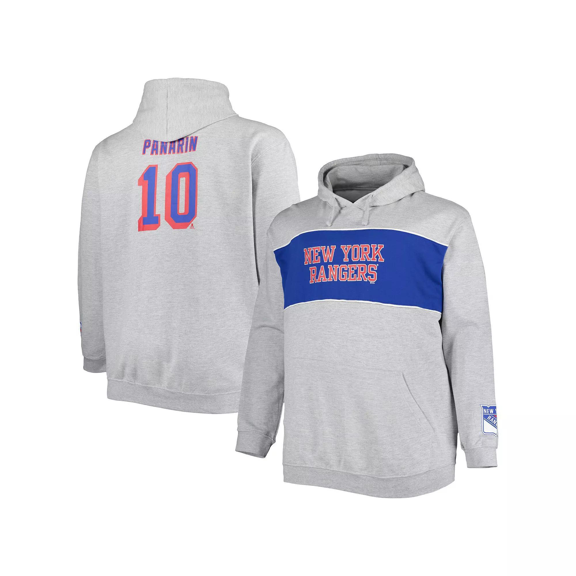 Men's Artemi Panarin Heather Gray New York Rangers Big & Tall Player Pullover Hoodie, Size: 4XLT, Ran Grey Product Image