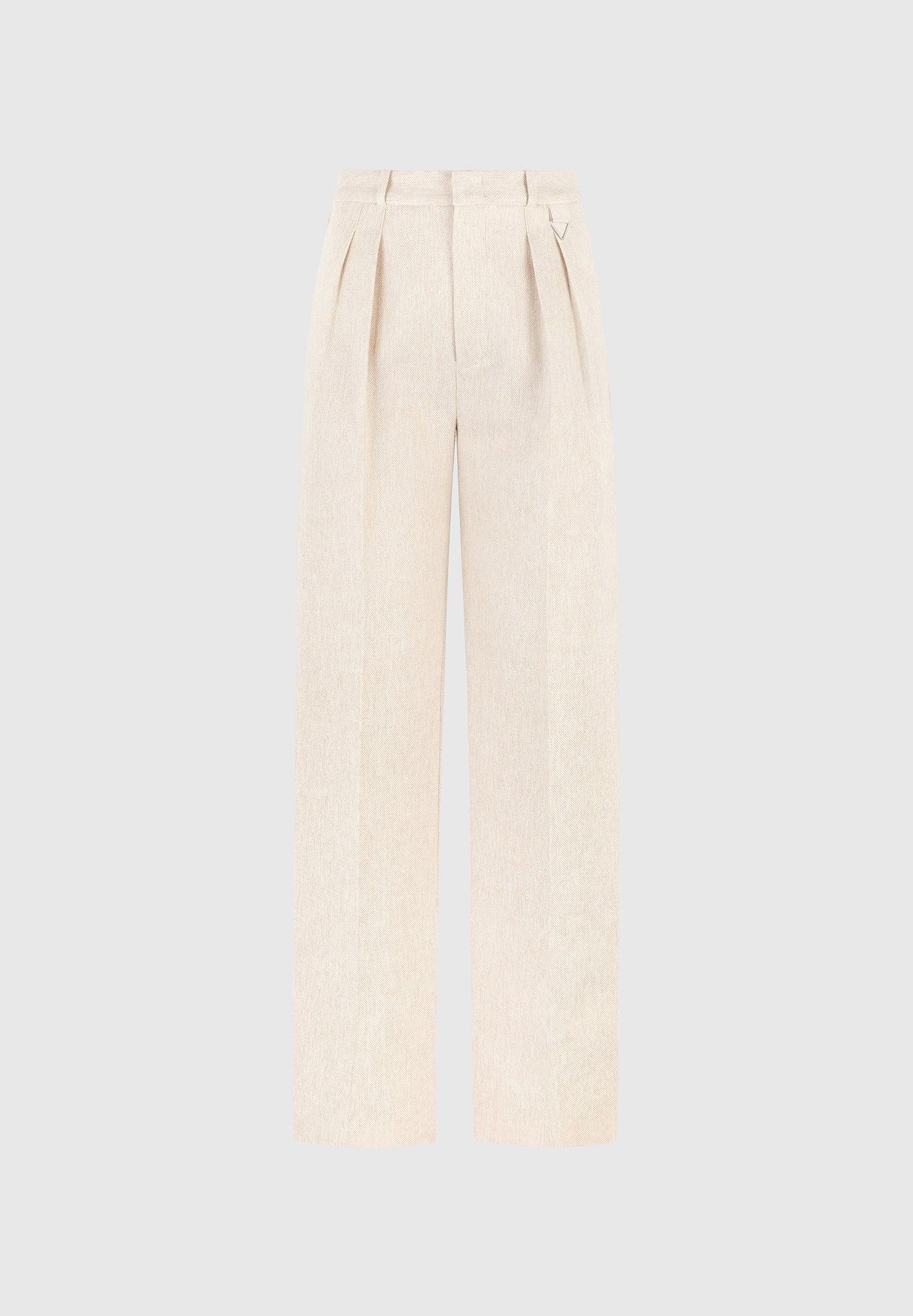 Julie - Linen Twin Pleat Trousers - Natural Female Product Image