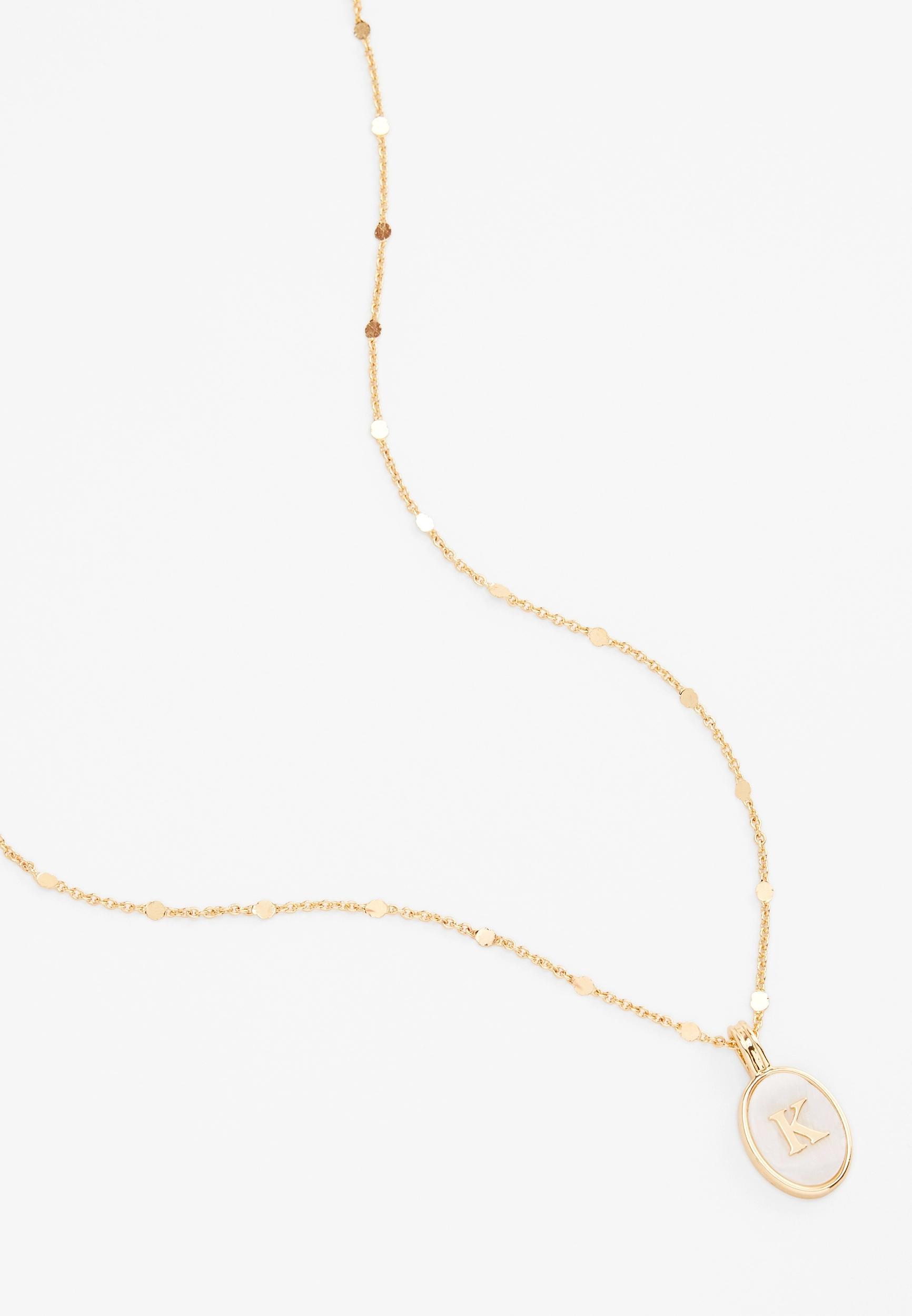 Gold Oval Initial Pendant Necklace Product Image