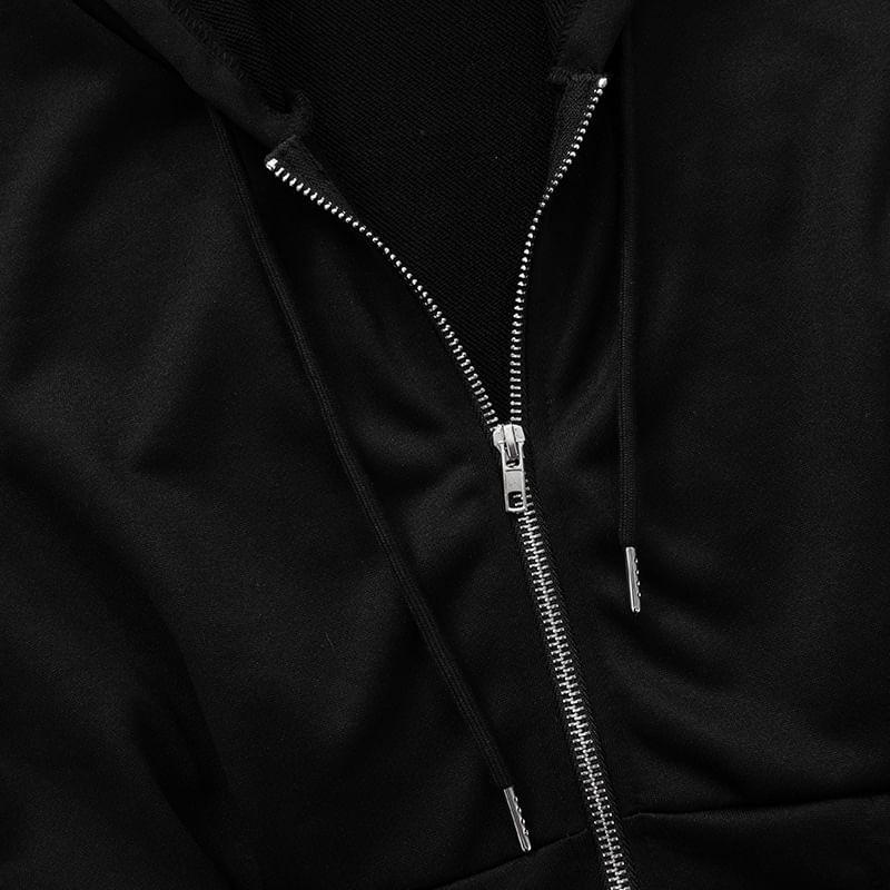 Plain Zip-Up Crop Hoodie Product Image
