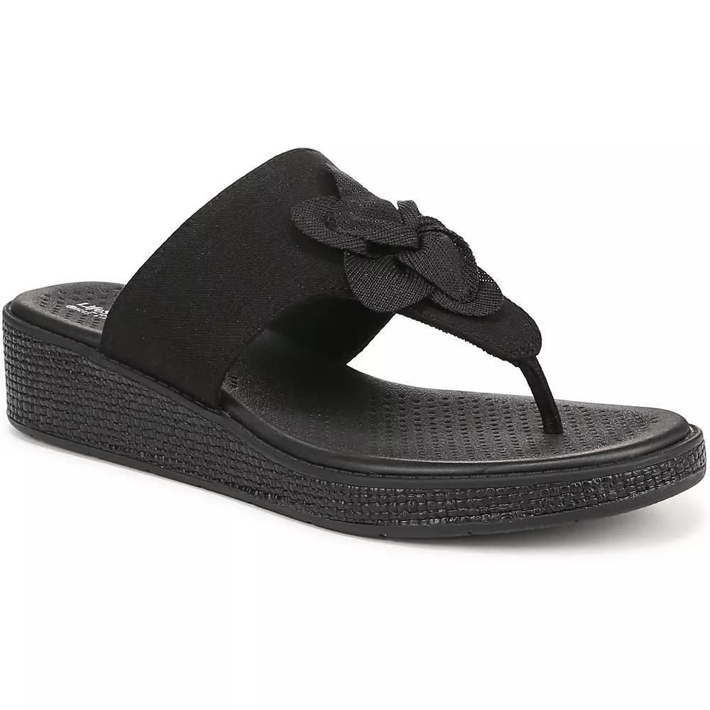 LifeStride Bloom Women's Wedge Thong Sandals, Size: 6.5 Wide, Black Product Image