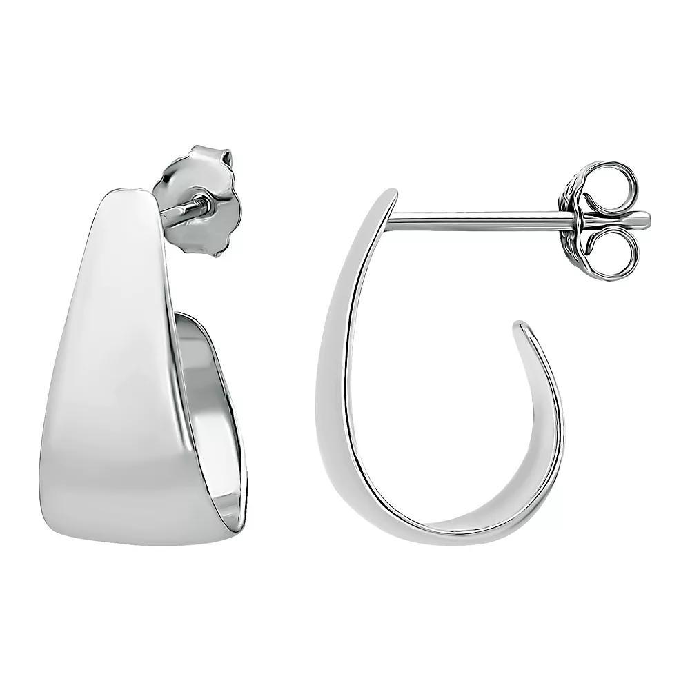 Aleure Precioso Sterling Silver Graduated "J" Posted Hoop Earrings, Women's, Silver Tone Product Image