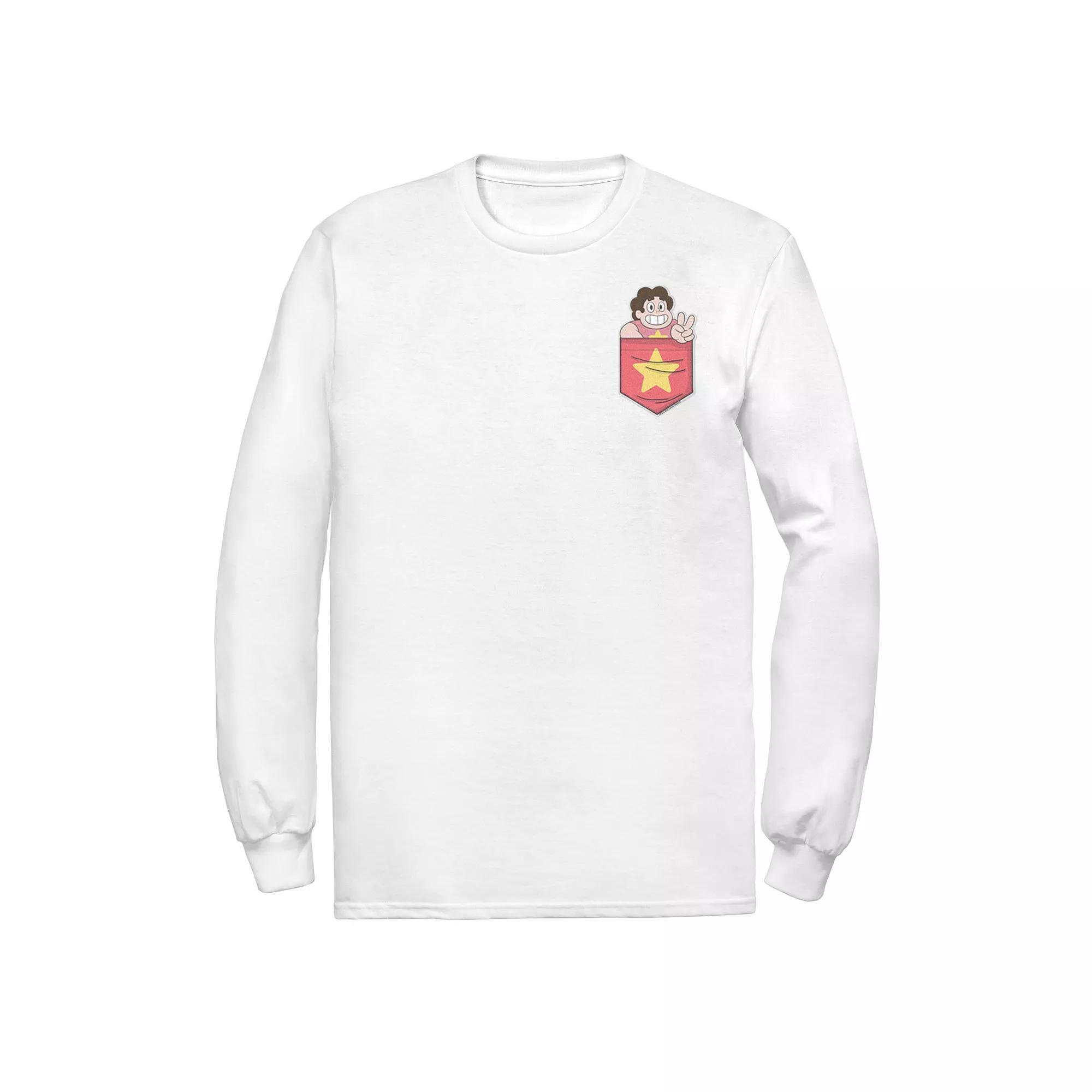 Men's Cartoon Network Steven Universe In Pocket Left Chest Long Sleeve Tee, Size: Small, White Product Image