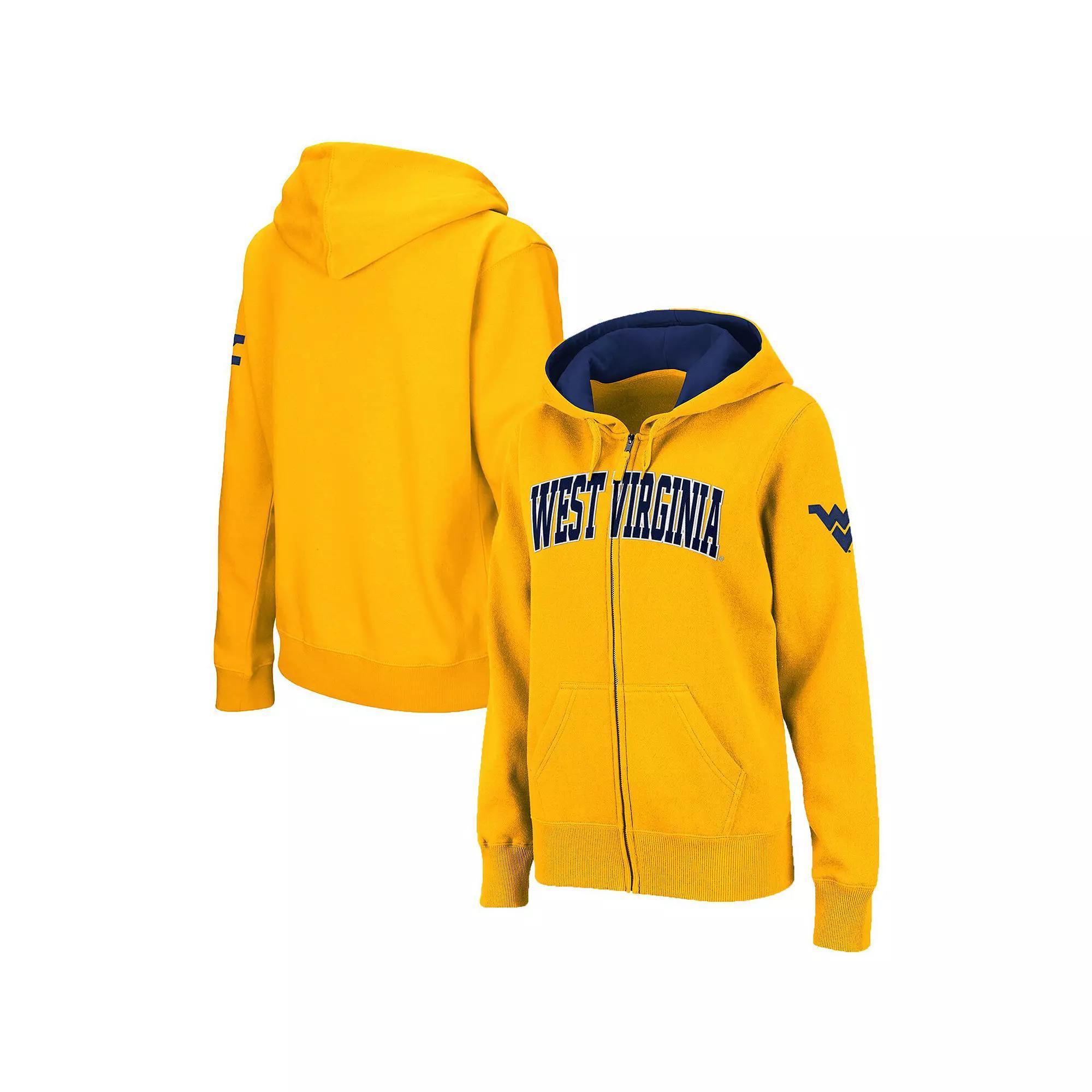 Women's Stadium Athletic Gold West Virginia Mountaineers Arched Name Full-Zip Hoodie, Size: Medium Product Image