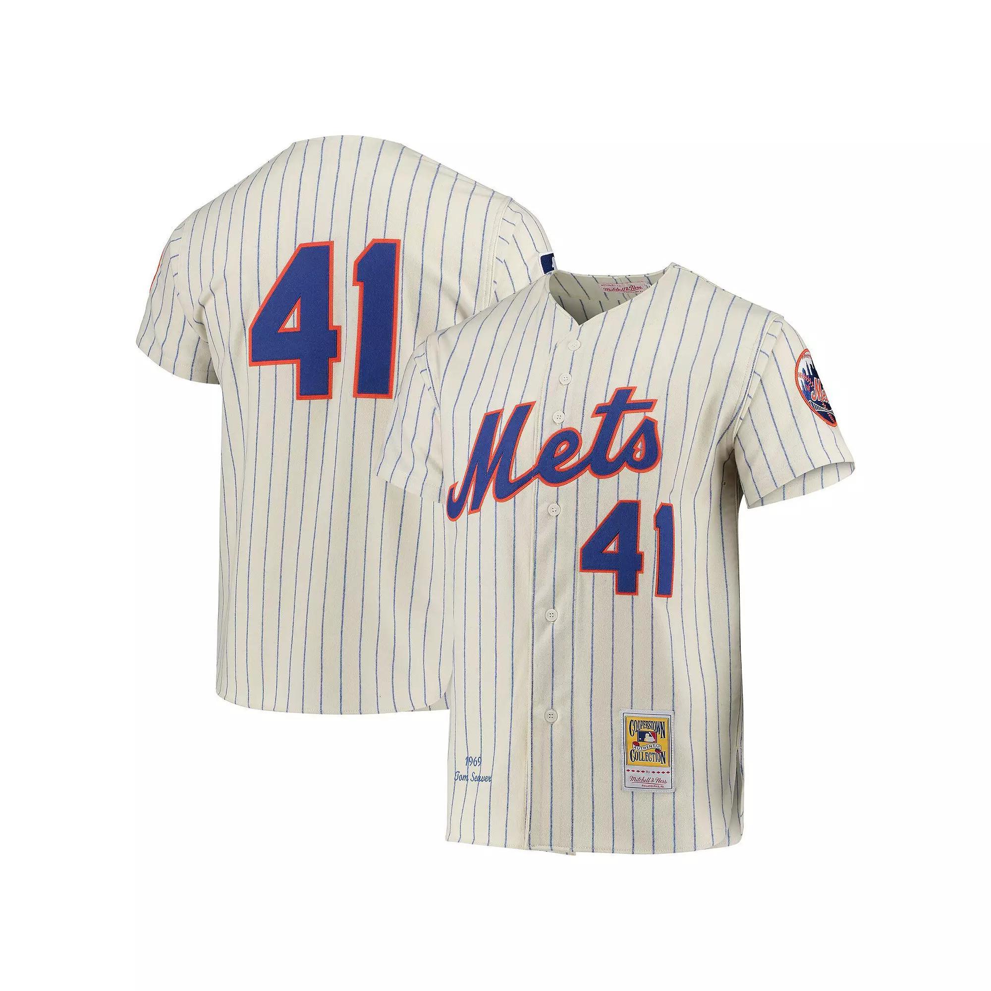 Mens Mitchell & Ness Tom Seaver Cream New York Mets 1969 Cooperstown Collection Authentic Jersey Product Image