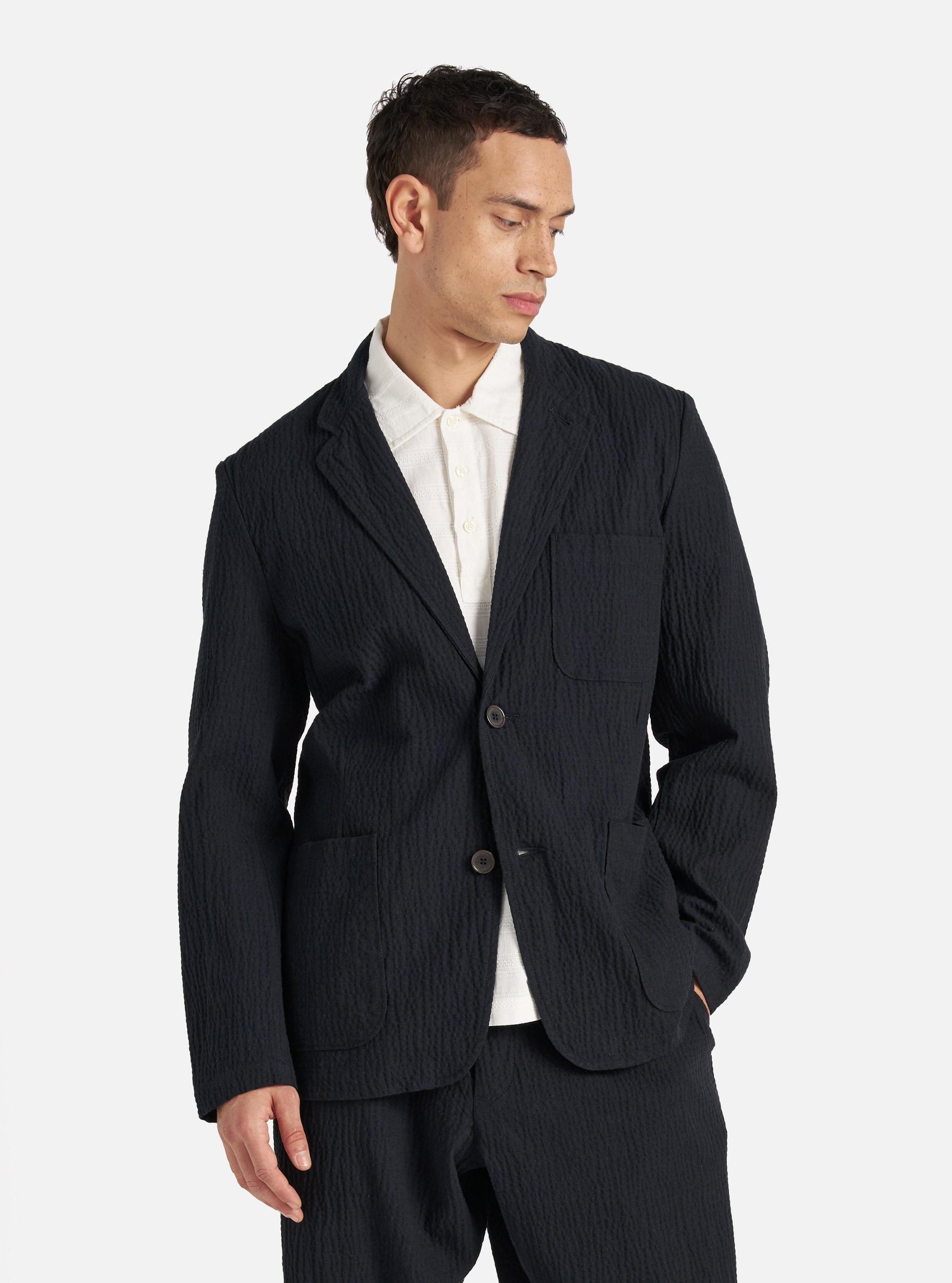 Dark Navy Ospina Cotton Two Button Jacket Product Image
