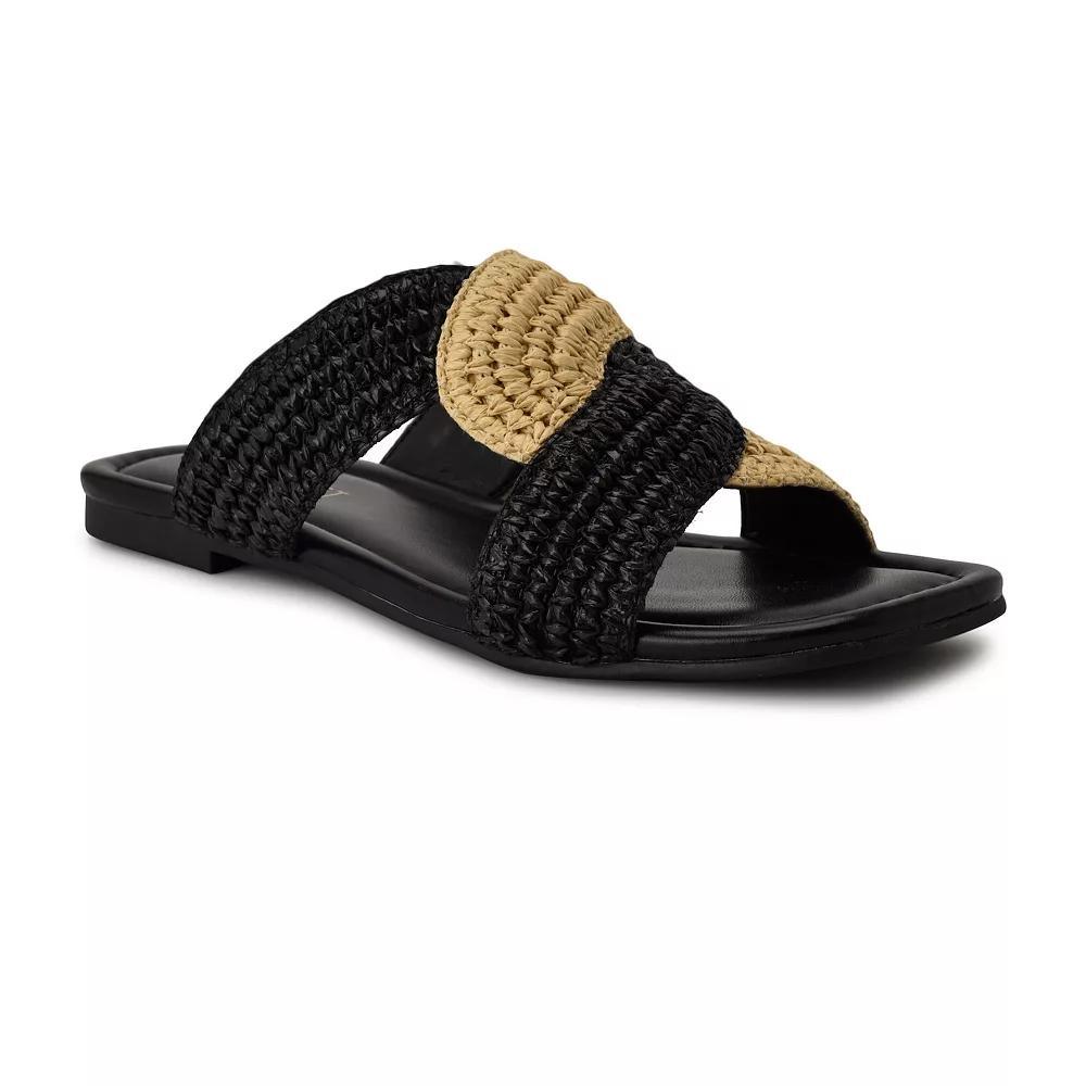 Nine West Quara Square Toe Flat Slip-On Women's Casual Sandals, Size: 6, Black Natural Product Image