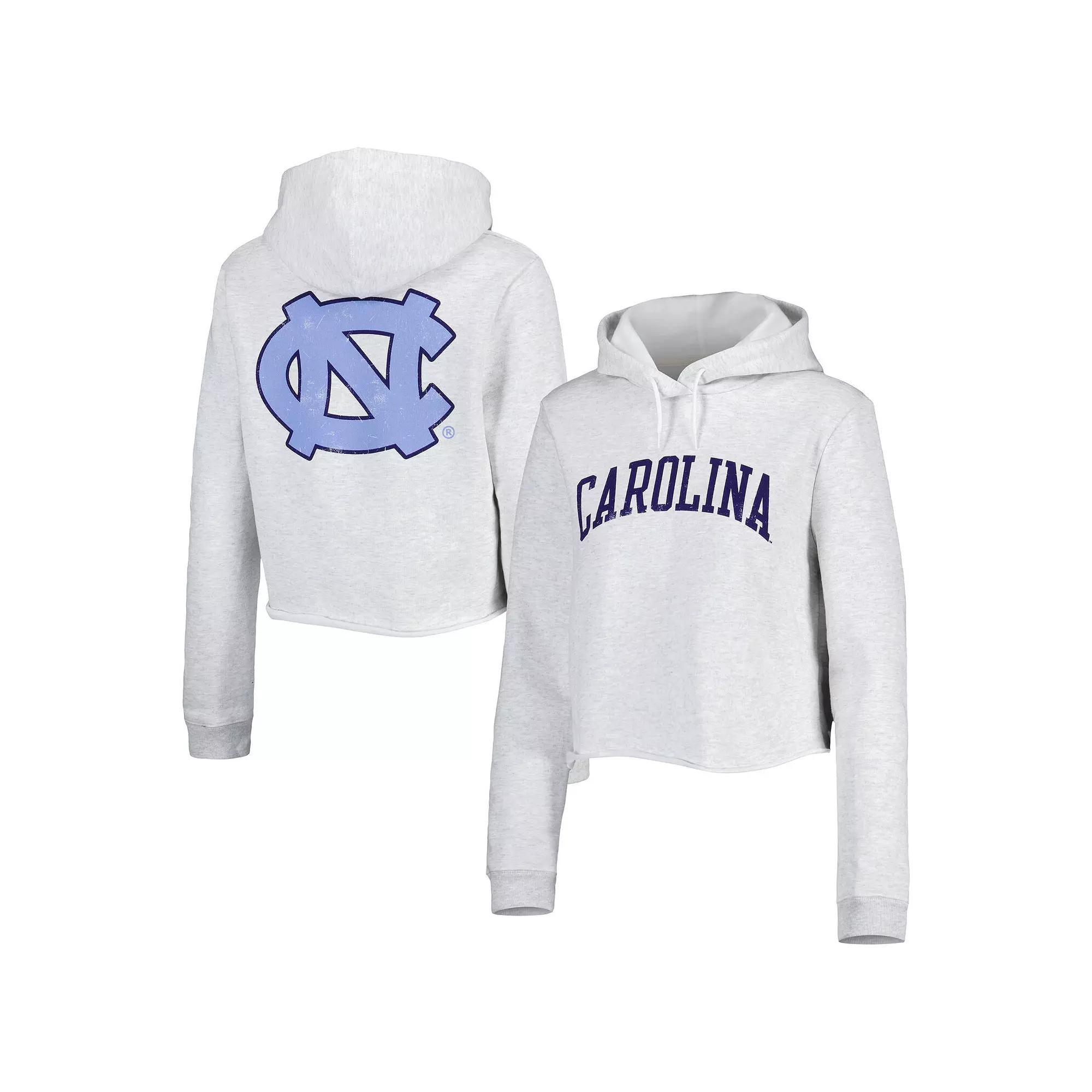 Women's League Collegiate Wear Ash North Carolina Tar Heels 2-Hit 1636 Cropped Pullover Hoodie, Size: XL, Black Product Image