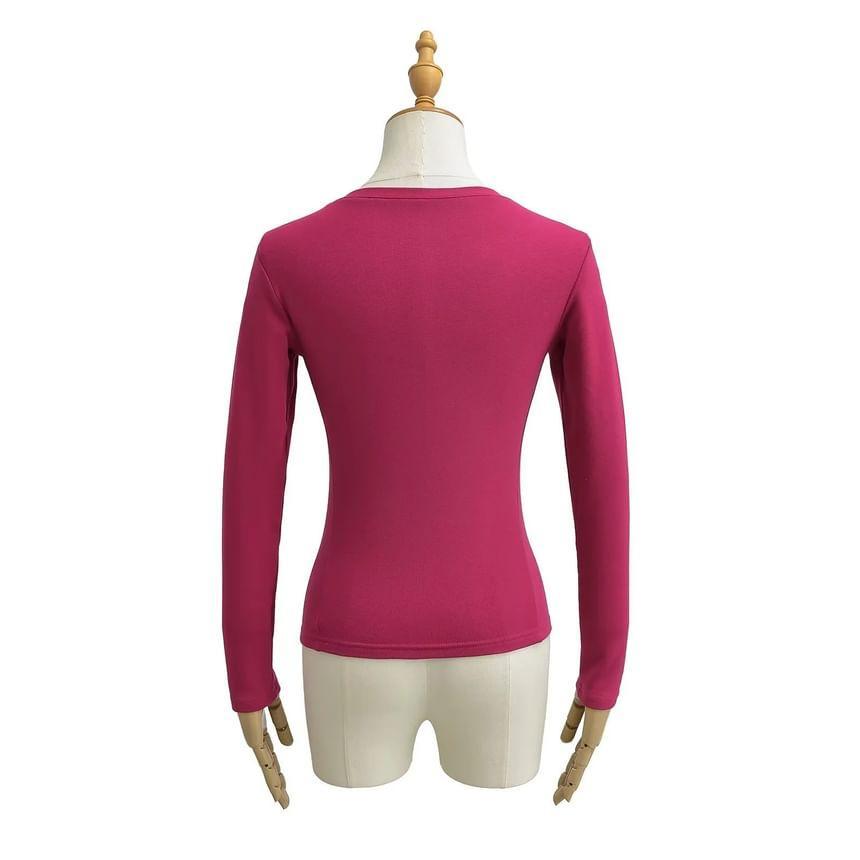 Long-Sleeve Round Neck Plain Tee Product Image
