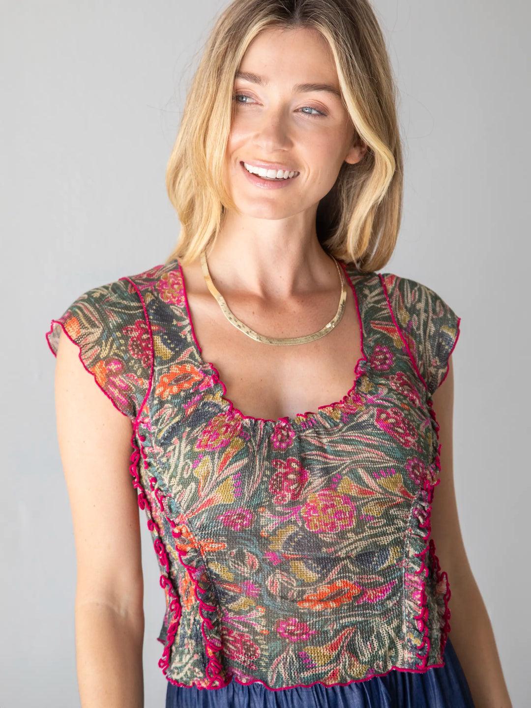 Brianna Cotton Ruffle Trim Top Product Image