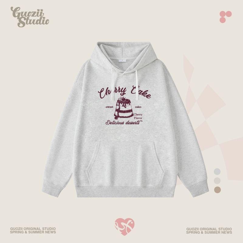 Cake Print Drawstring Hoodie Product Image