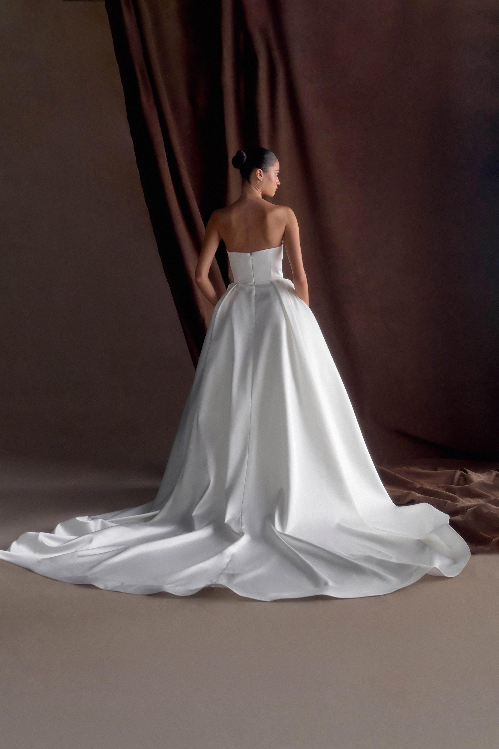 Delphine Satin Strapless Maxi Gown - White Product Image