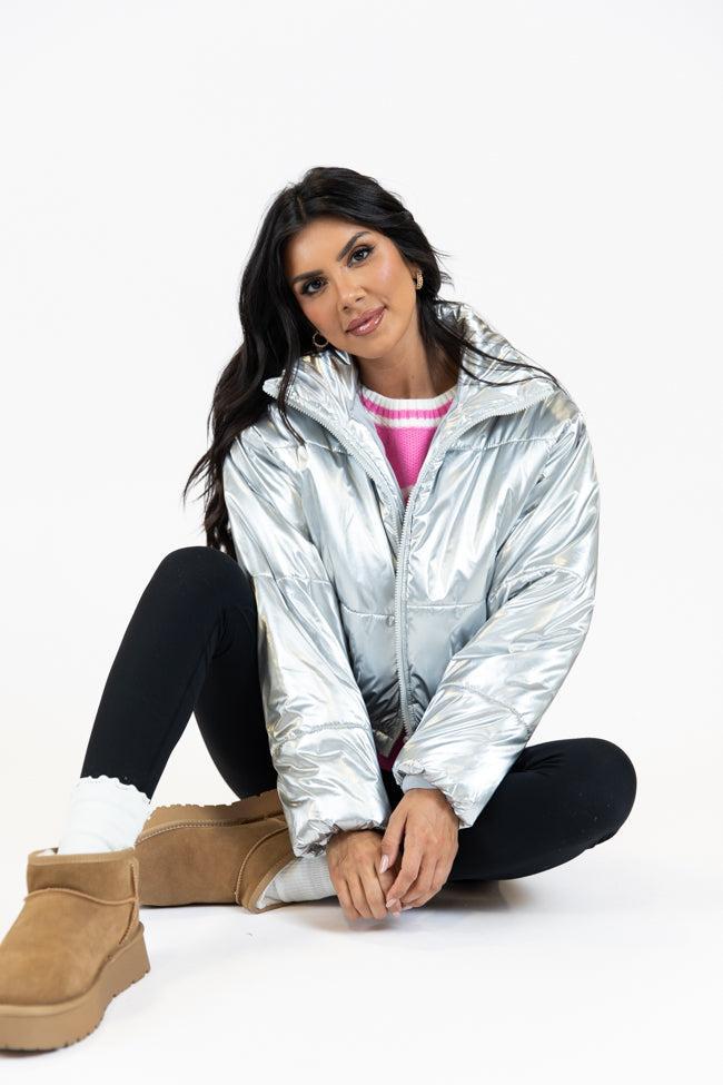 Keep Me Warm Silver Chrome Puffer Jacket FINAL SALE Product Image
