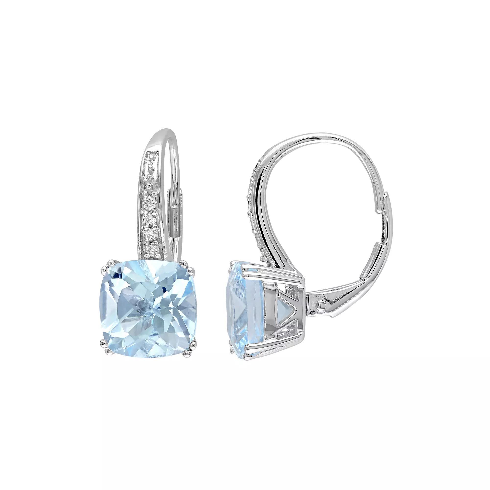 Sky Blue Topaz & Diamond Accent 10k White Gold Drop Earrings, Womens Product Image