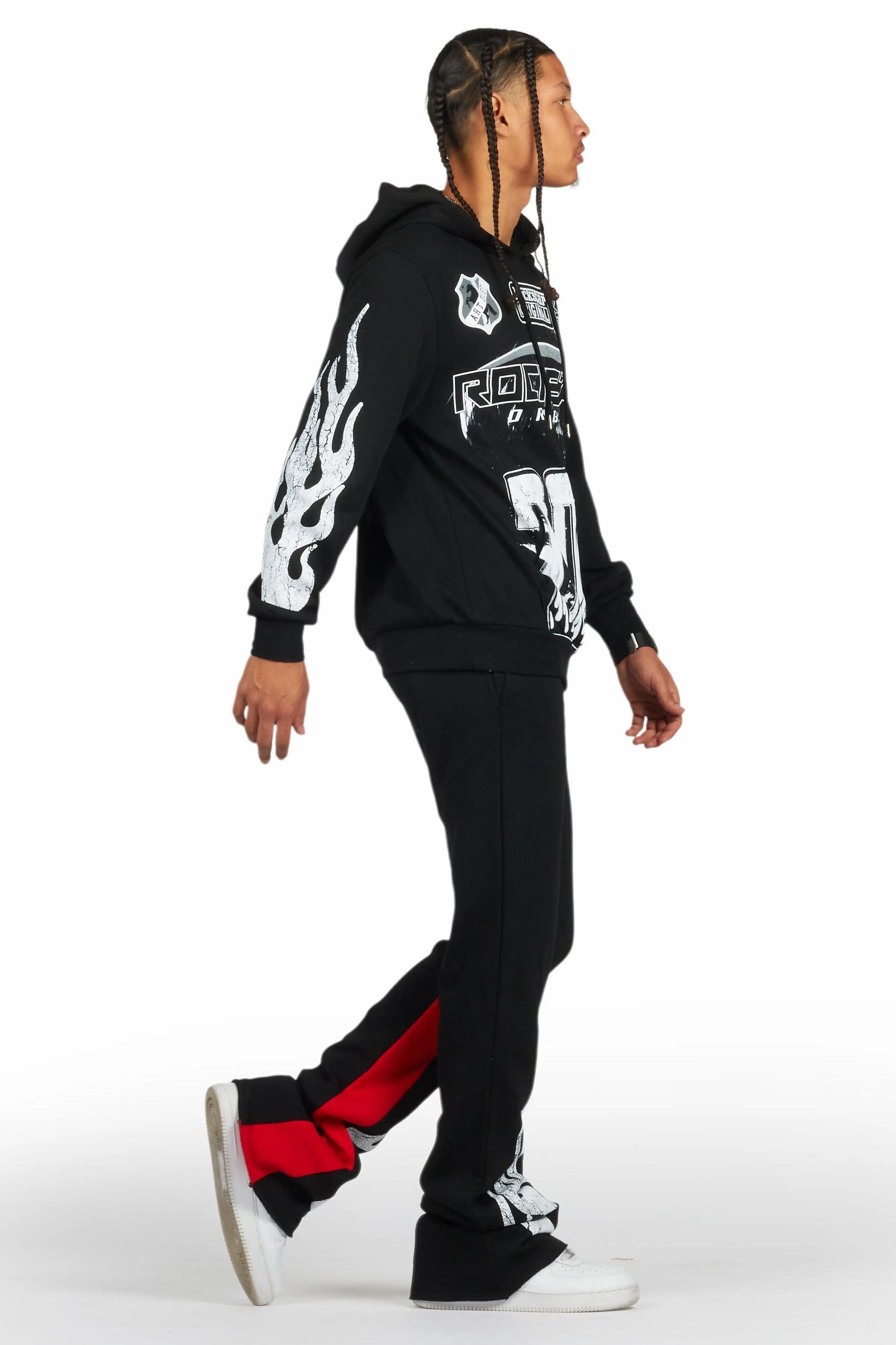 Amos Black Hoodie/Baggy Track Pant Set Male Product Image