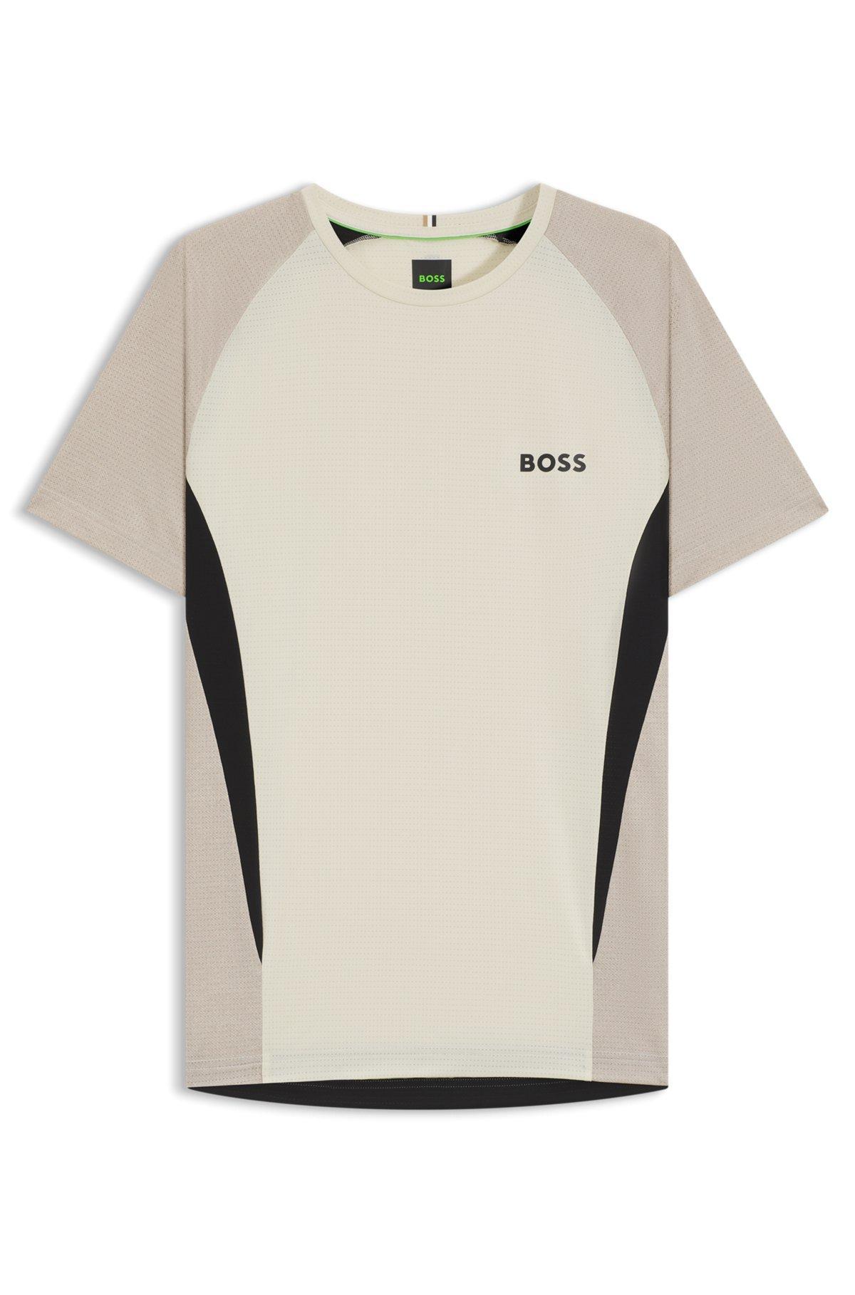 Slim-fit T-shirt in mesh jersey with contrast inserts Product Image