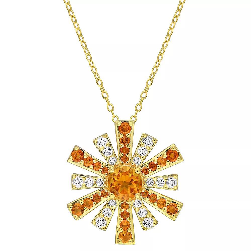 Stella Grace 18k Gold Over Silver Madeira Citrine & White Topaz Starburst Pendant Necklace, Women's, Size: 18", Gold Tone Product Image