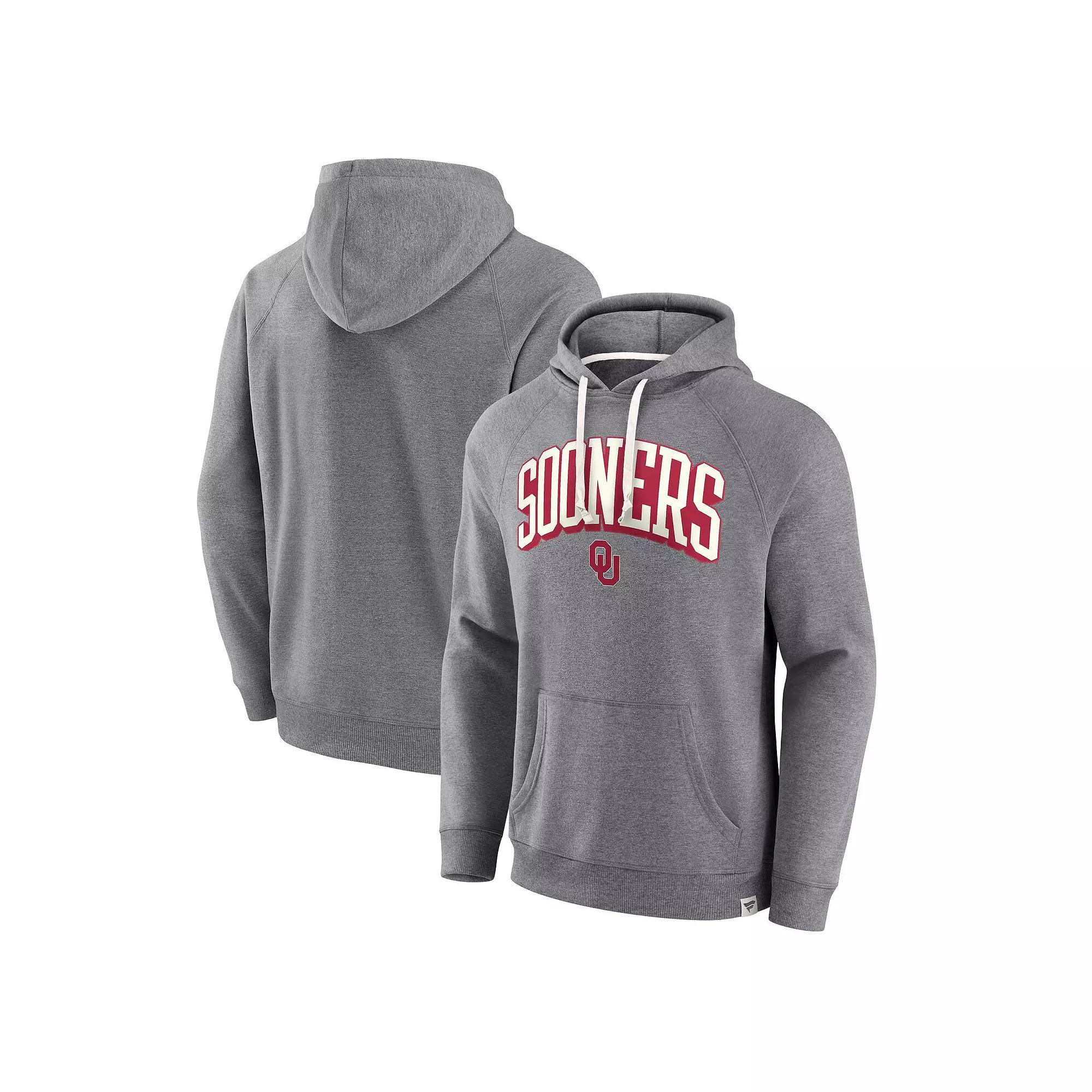 Mens Fanatics Heather Gray Oklahoma Sooners True Classics On Deck Raglan Fleece Pullover Hoodie Product Image