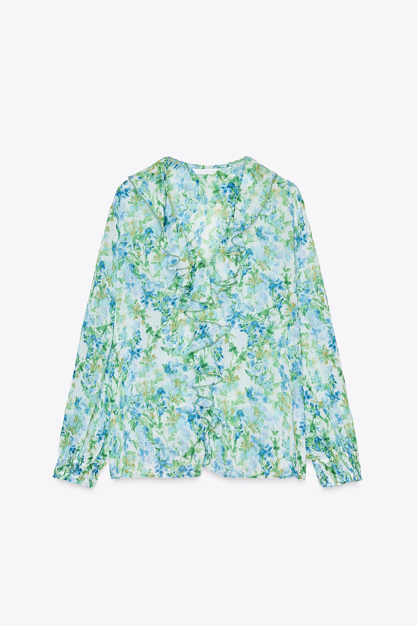 FLORAL PRINT SHIRT WITH RUFFLES Product Image