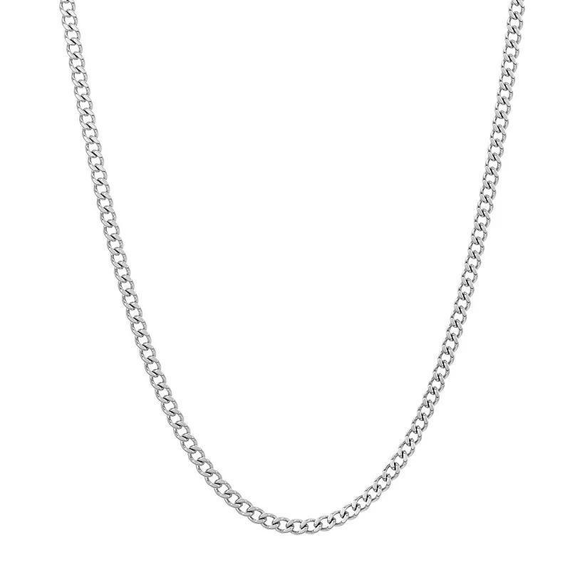 Adornia Stainless Steel 3 mm Cuban Curb Chain Necklace, Women's, Size: 24", Silver Tone Product Image