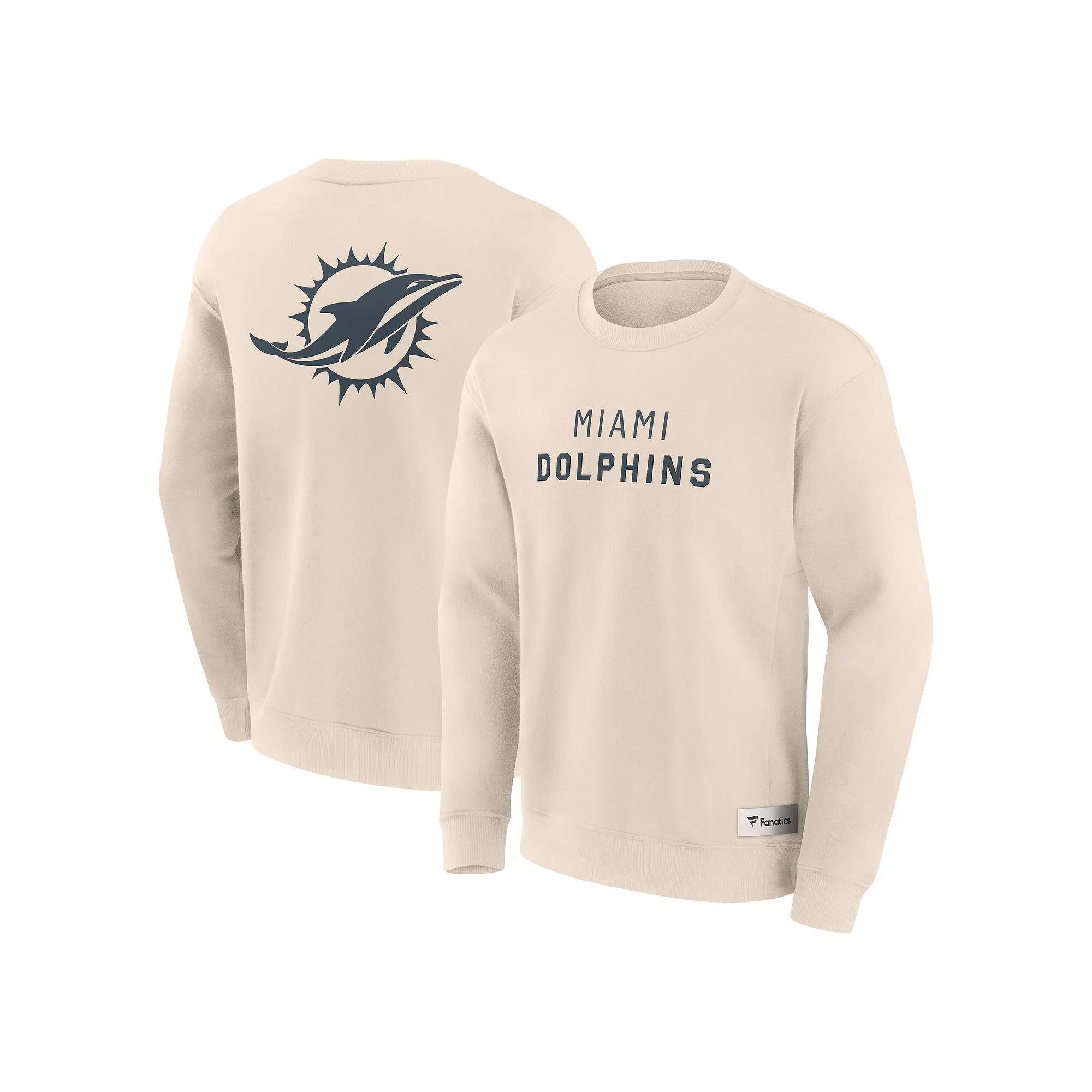 Men's Fanatics Cream Miami Dolphins Elements Future Ground Lettering Pullover Sweatshirt, Size: 4XL, Beige Product Image