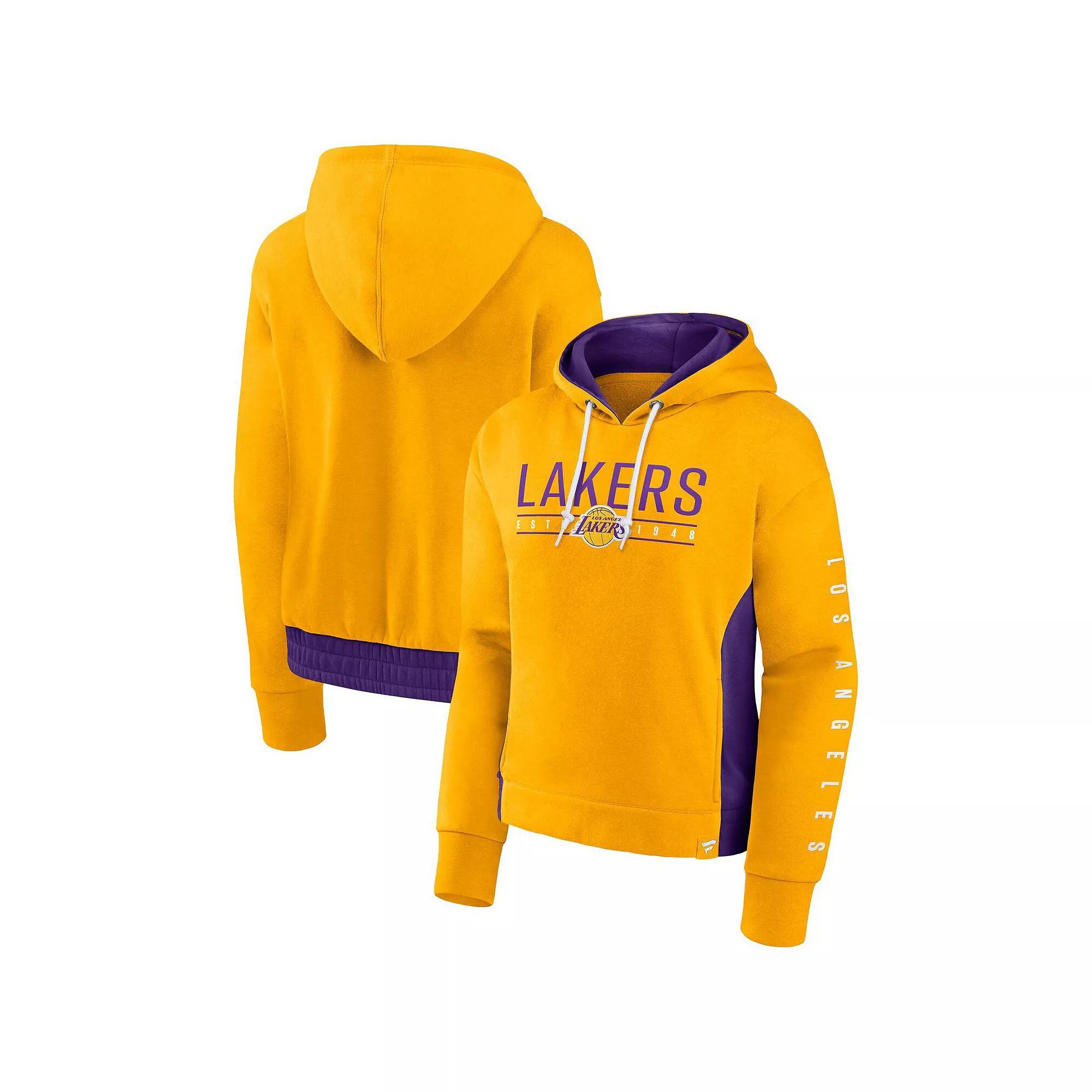 Women's Fanatics Branded Gold Los Angeles Lakers Iconic Halftime Colorblock Pullover Hoodie, Size: Small Product Image
