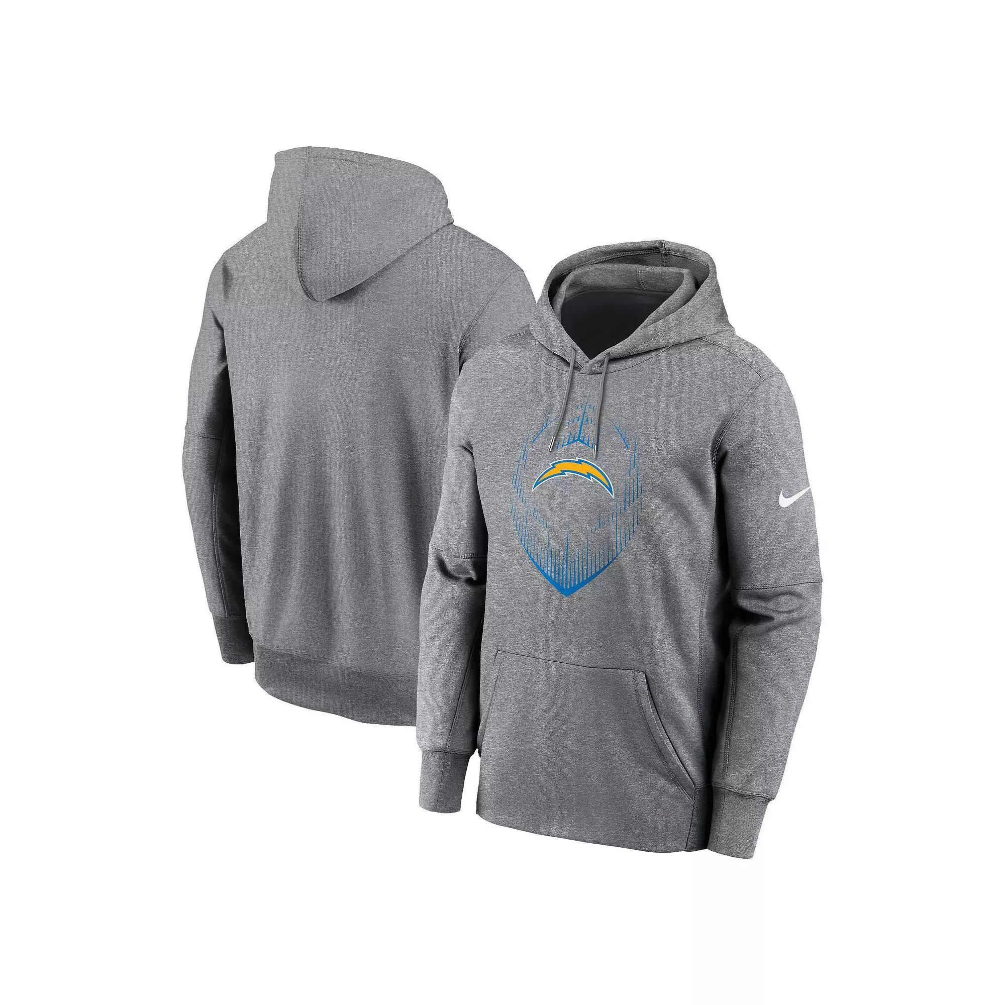 Men's Nike Heather Gray Los Angeles Chargers Performance Pullover Hoodie, Size: 4XL, Grey Product Image