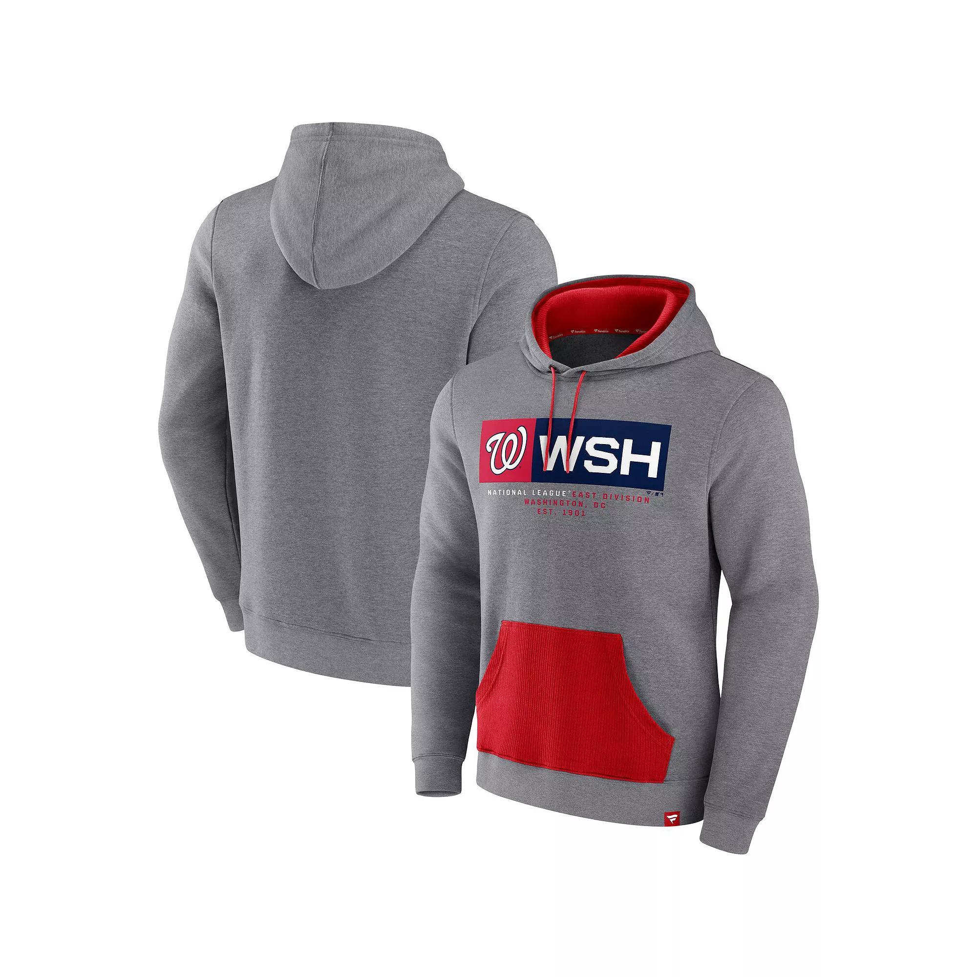 Men's Fanatics Branded Heathered Gray Washington Nationals Iconic Steppin Up Fleece Pullover Hoodie, Size: Large, Grey Product Image