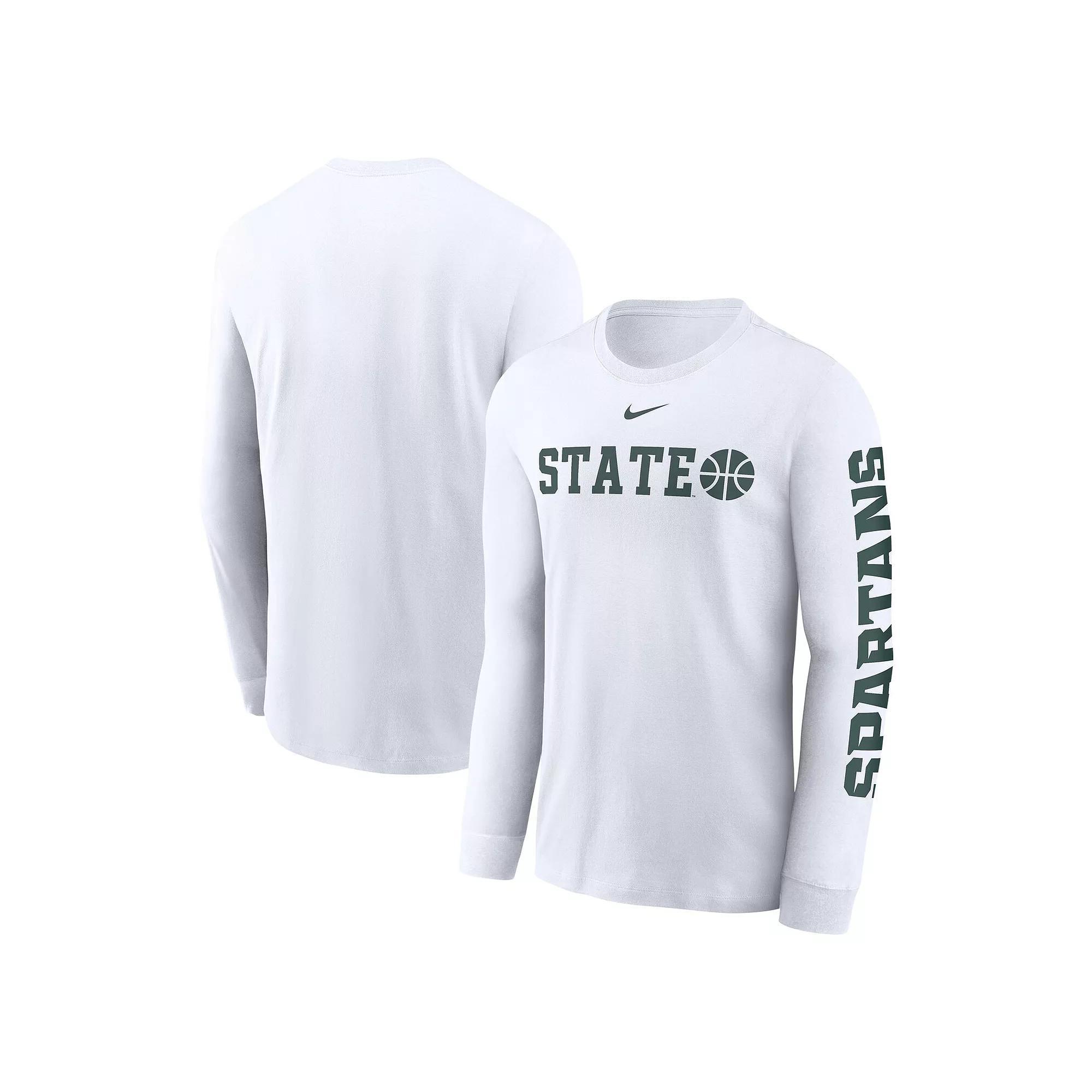 Men's Nike  White Michigan State Spartans Basketball Icon Two-Hit Long Sleeve T-Shirt, Size: XL Product Image