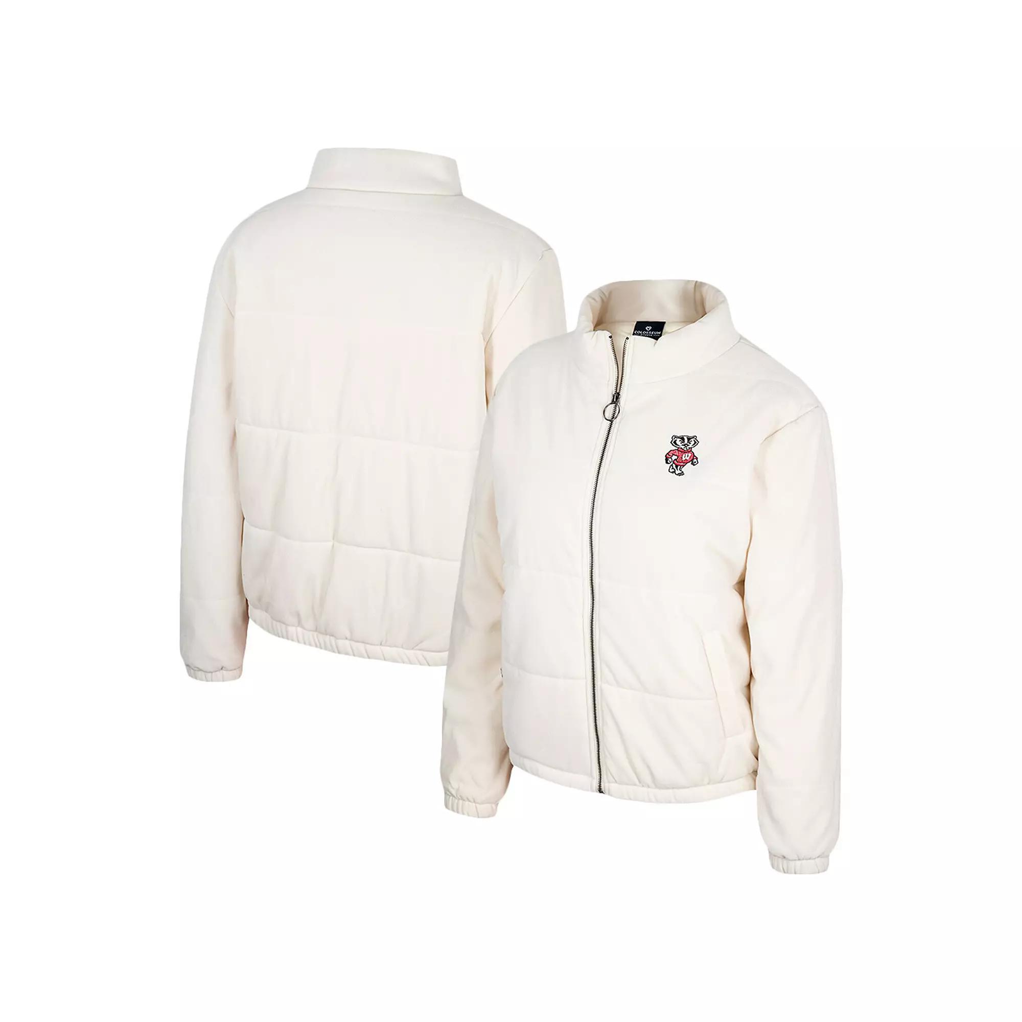 Women's Colosseum Cream Wisconsin Badgers So Hot Right Now Quilted Puffer Full-Zip Jacket, Size: Large, Beige Product Image