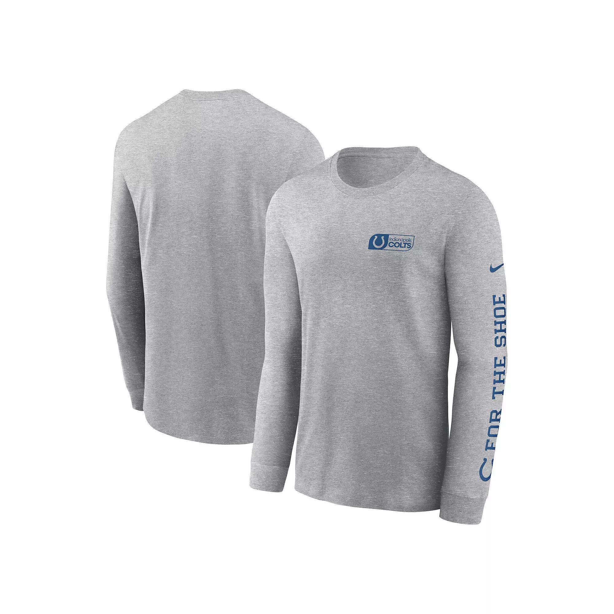 Men's Nike Heather Gray Indianapolis Colts All Out Long Sleeve T-Shirt, Size: Medium, Grey Product Image