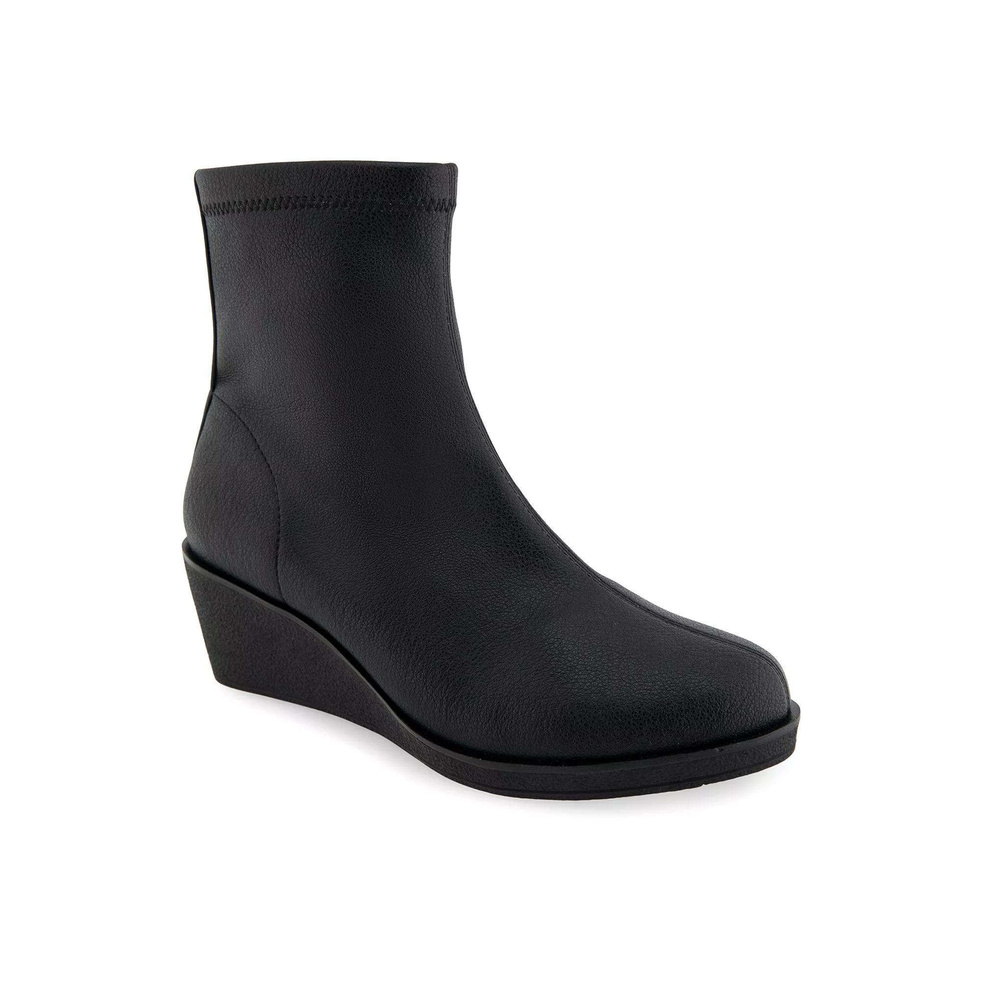 Aerosoles Binnie Women's Wedge Ankle Boots, Size: 7, Black Stretch Pebbled Product Image