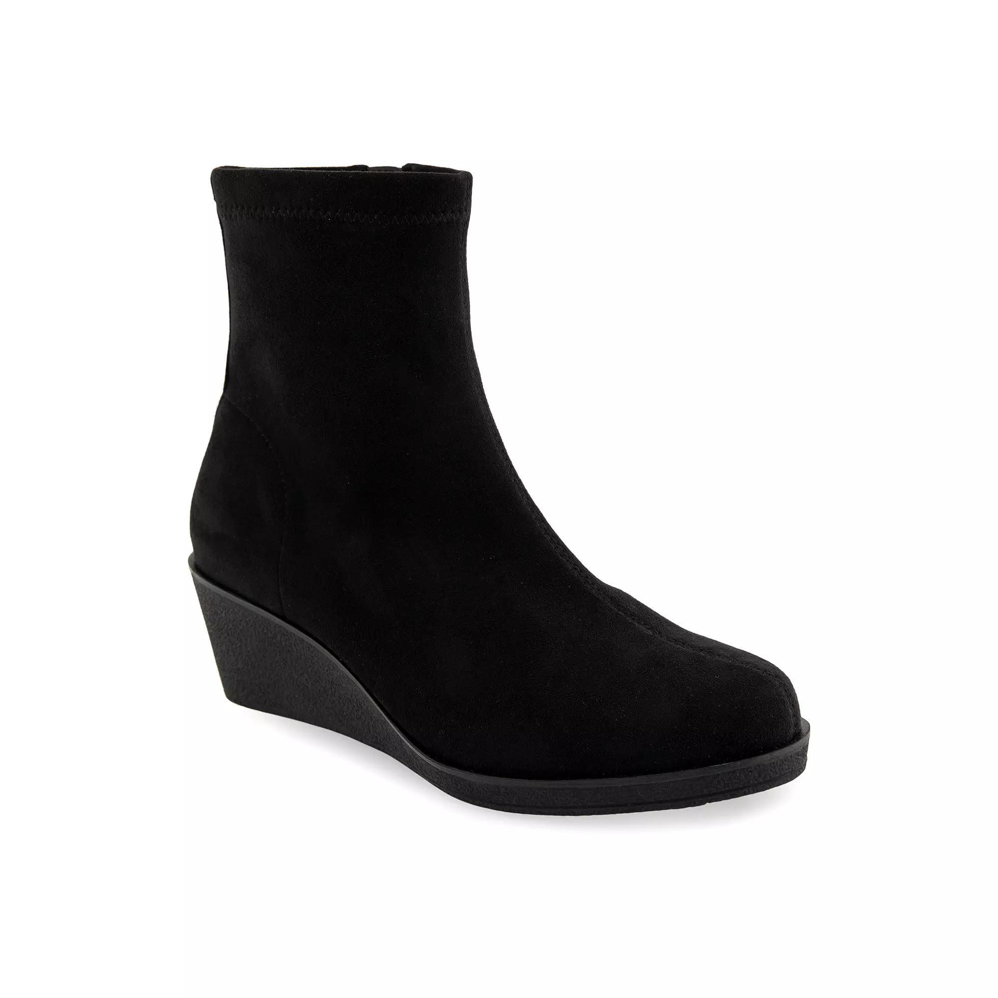 Aerosoles Binnie Women's Wedge Ankle Boots, Size: 6, Black Faux Suede Product Image